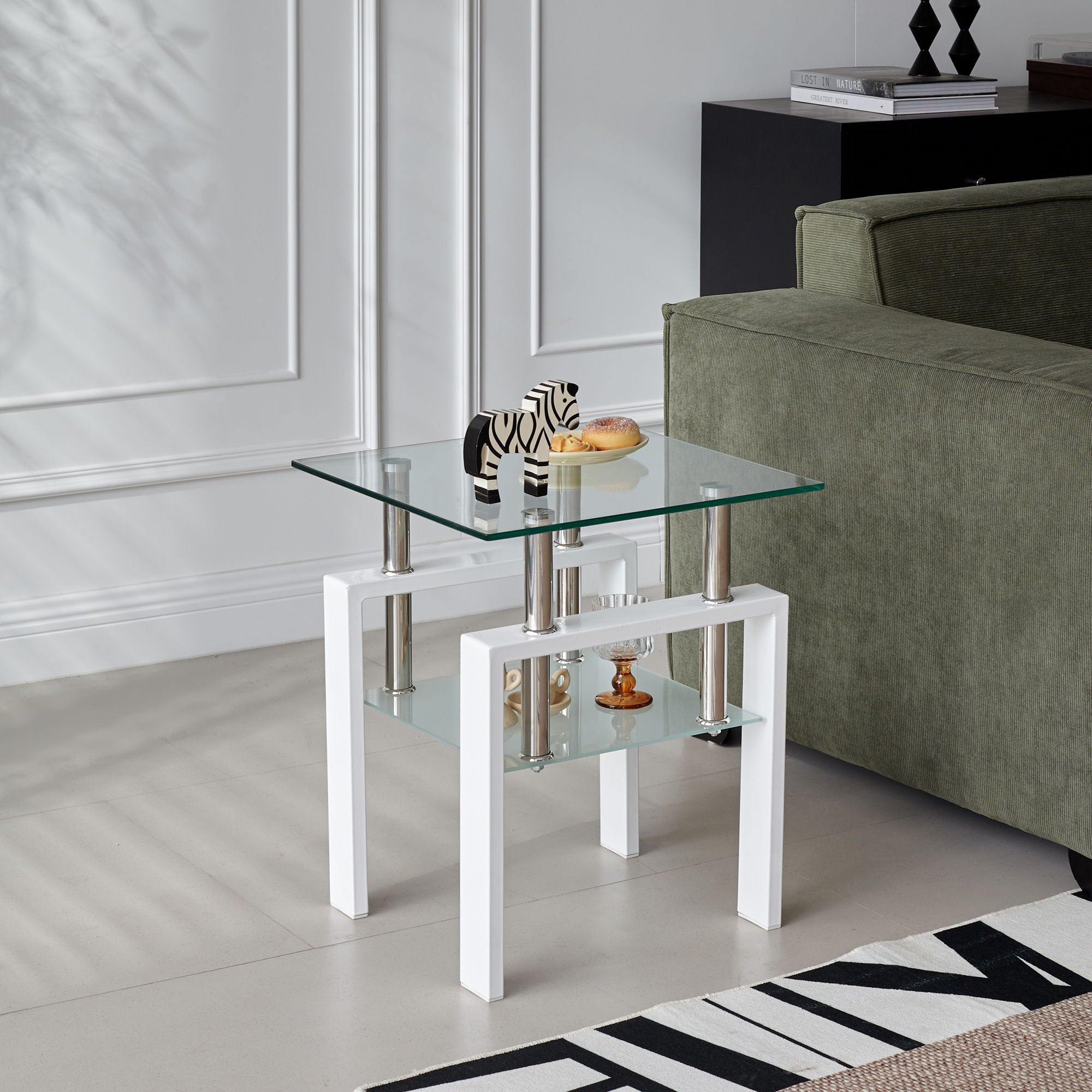 Tempered Glass Table With Storage