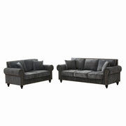 Modern 3 And 2 Seater Sofa With Rolled Arms, Tufted Upholstered Couch