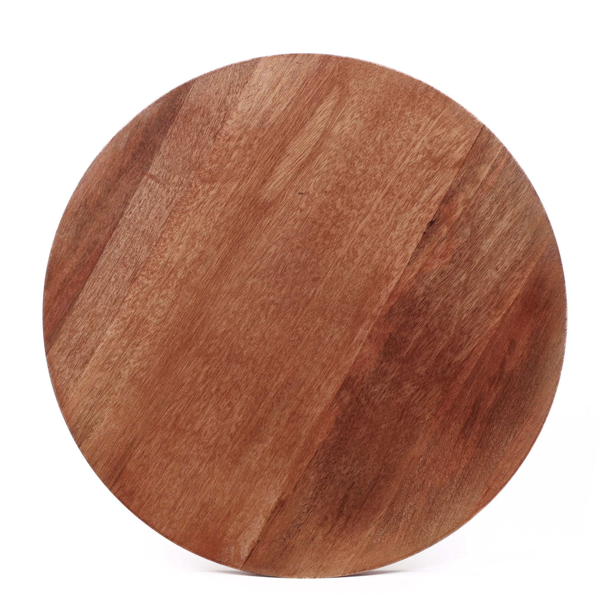 Modern Mango Wood Round End Table With Gold Accents, Solid Wood - Honey