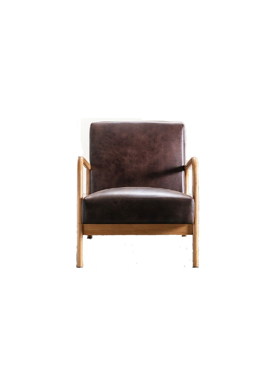Classic Mid-Century Modern Accent Chairs, Open Framed Armchair With Cushioning Brown - Dark Brown