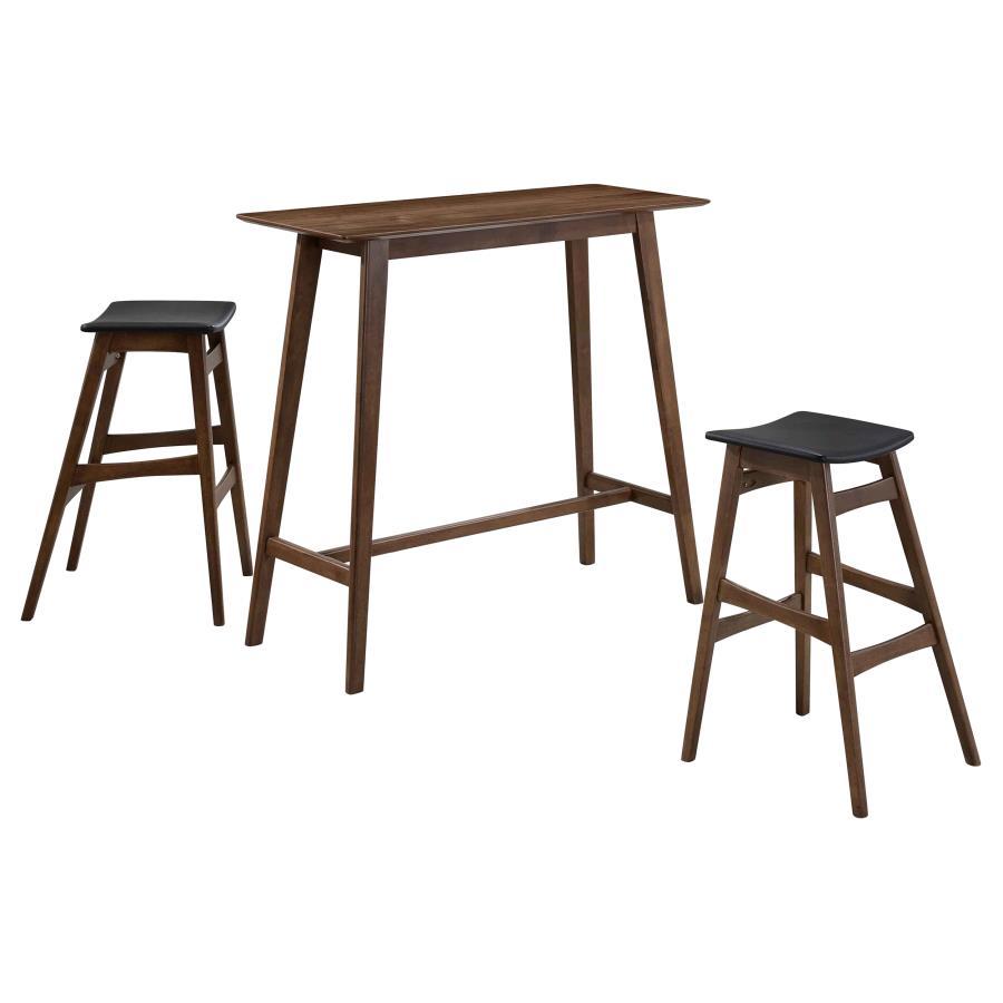 Coaster Fine Furniture Finnick - 3 Piece Rectangular Pub Height Bar Table Set - Walnut | Meri Furniture