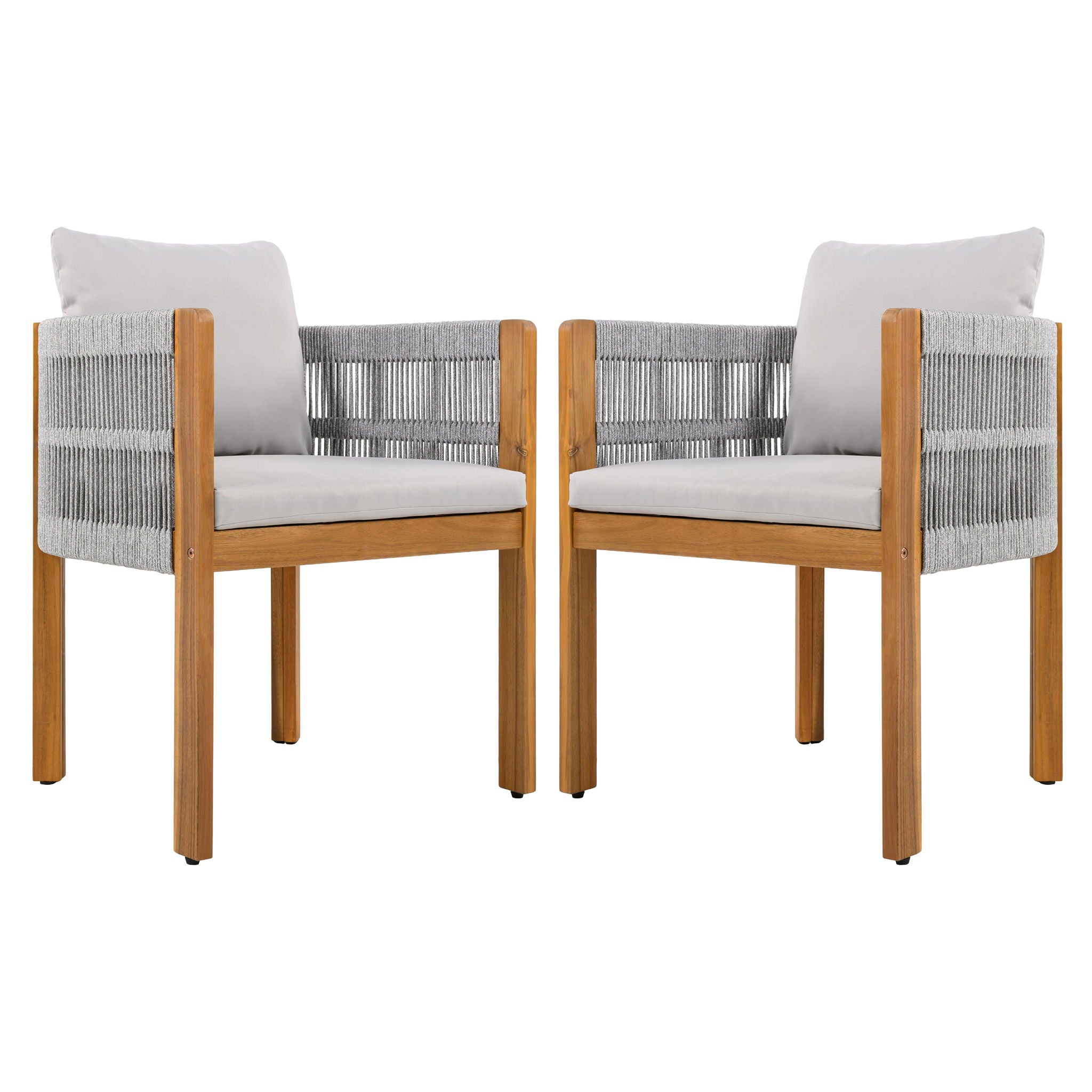 Outdoor Dining Chairs With Rope Handles (Set of 2)