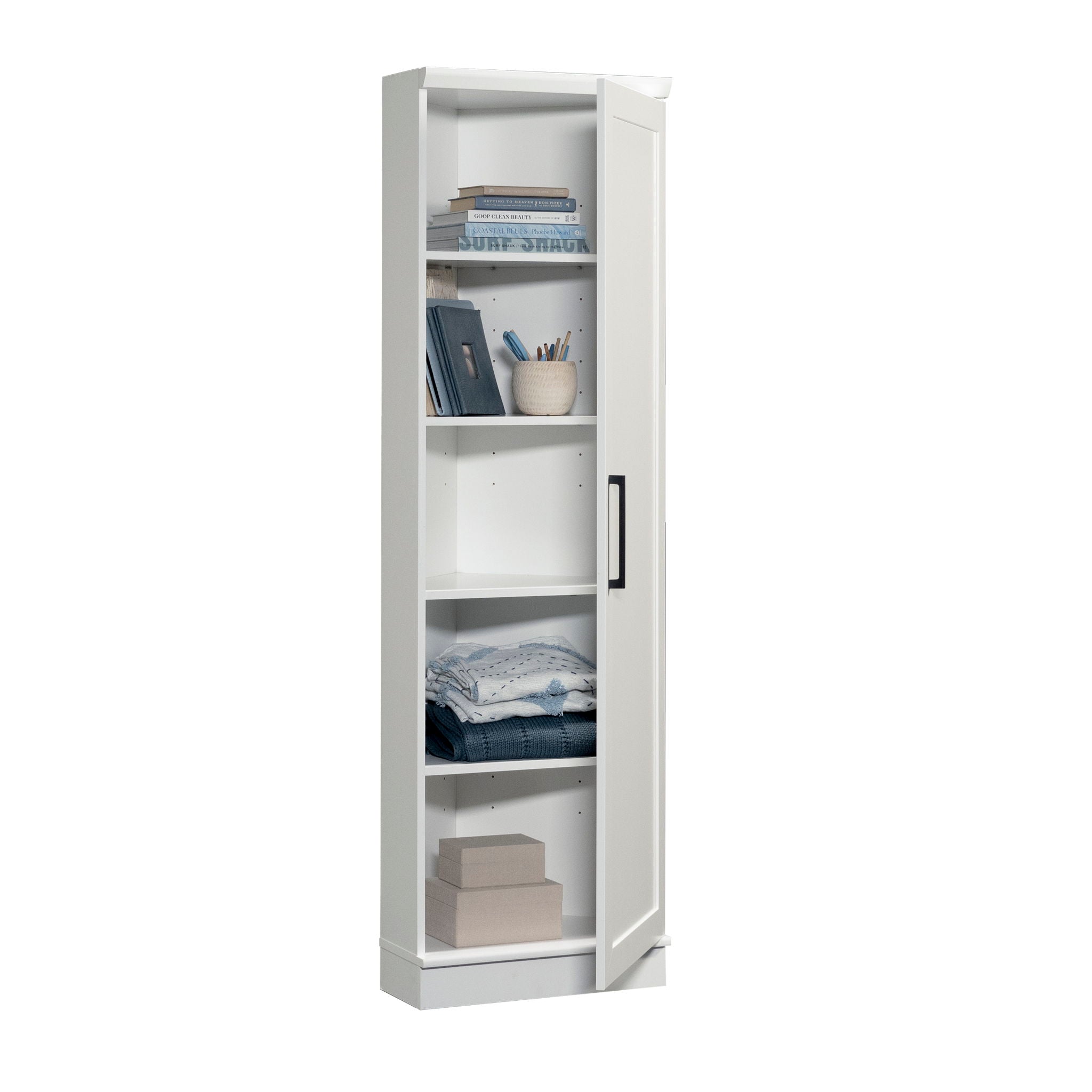 5-Shelf Corner Storage Cabinet in Soft White