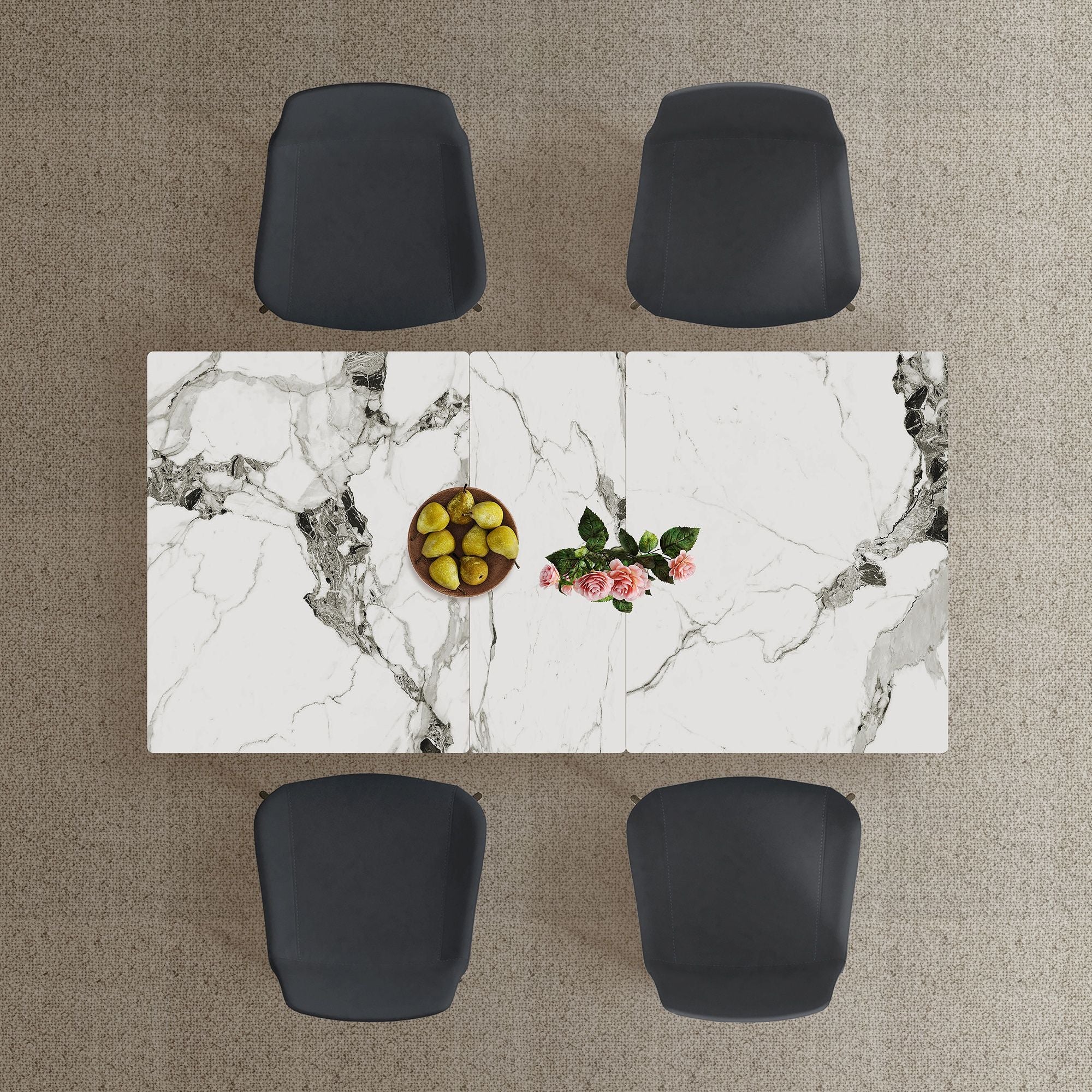 Modern Expandable Dining Table With Retractable Leaf With Chairs