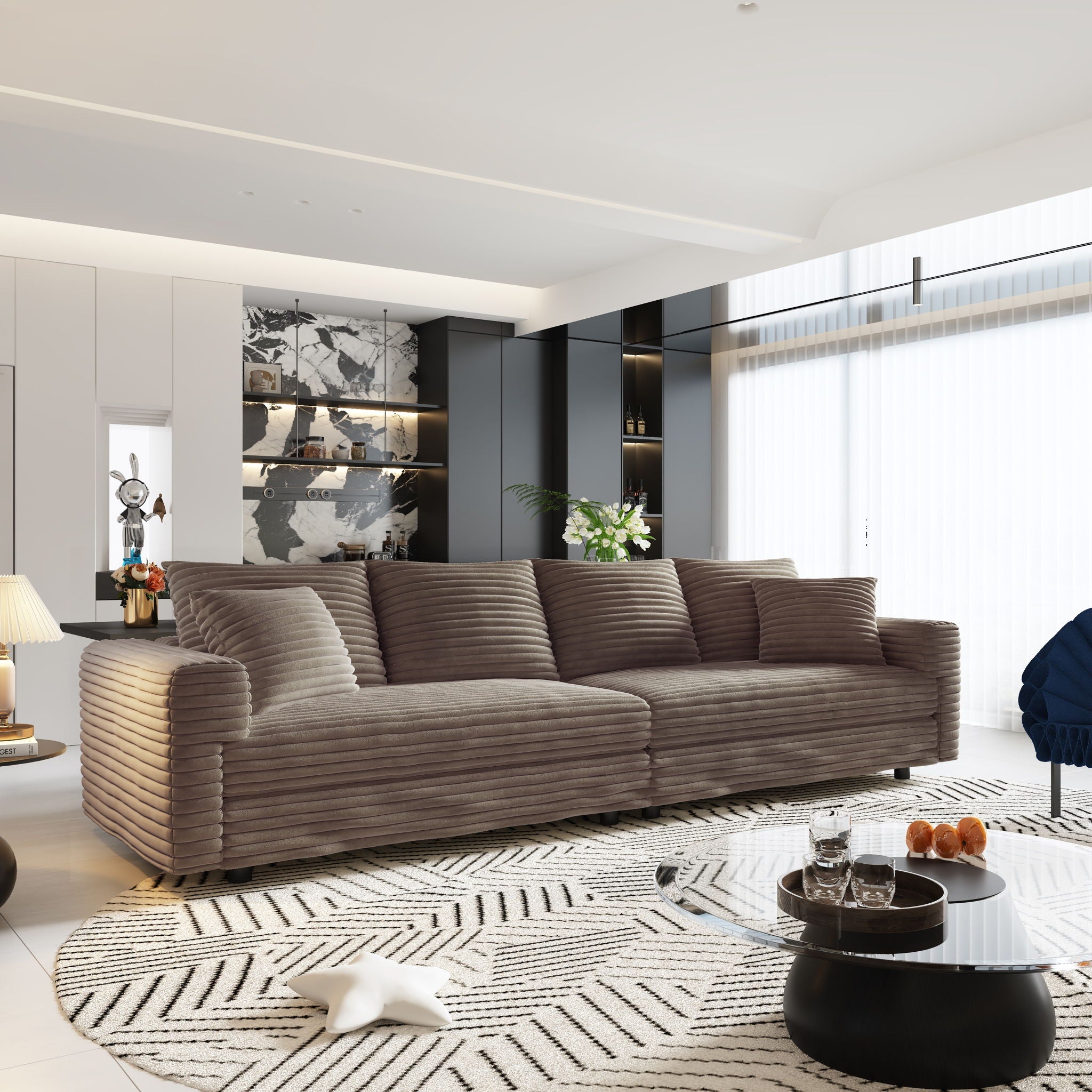 4 Seat Sofa, Deep Seat Couches With Soft Pillows