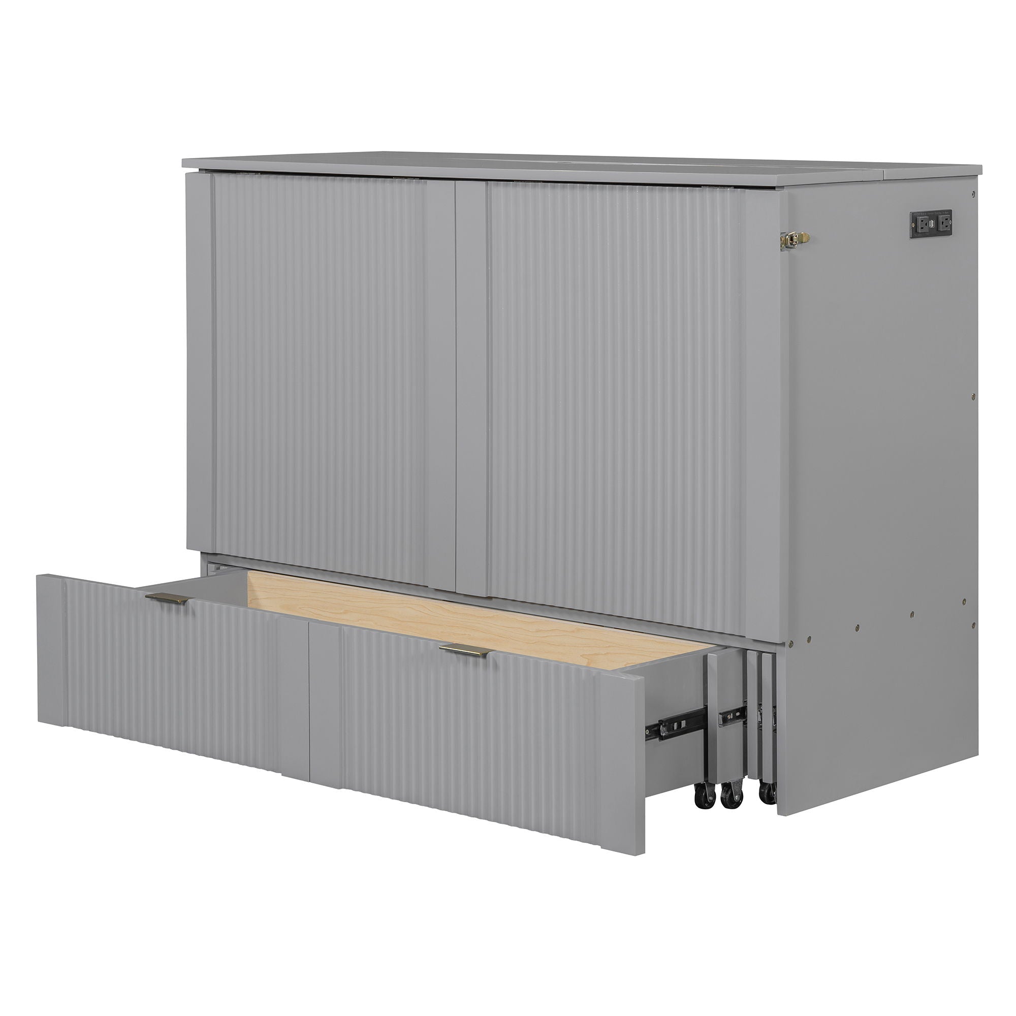 Murphy Bed With Drawer And A Set Of Sockets & USB Ports, Pulley Structure Design