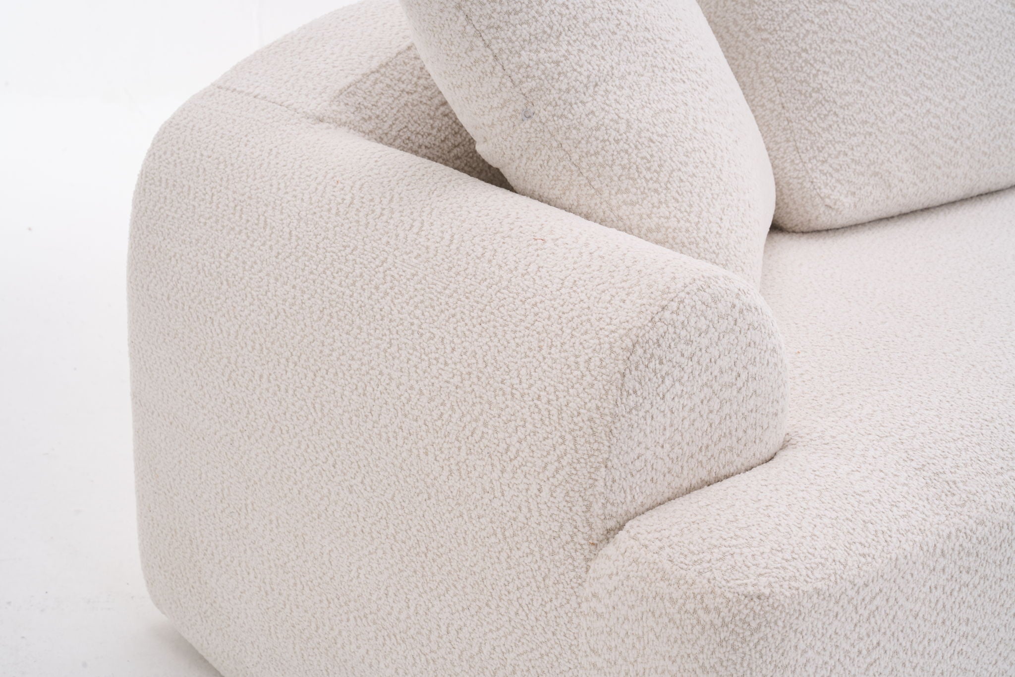 Compression Sofa: 4 Seater Combined Sofa, Crochet Yarn Fabric, Full Sponge Compression Sofa, Combined Sofa With 4 Pillows For Home Living / Home Furniture / Apartment - Beige