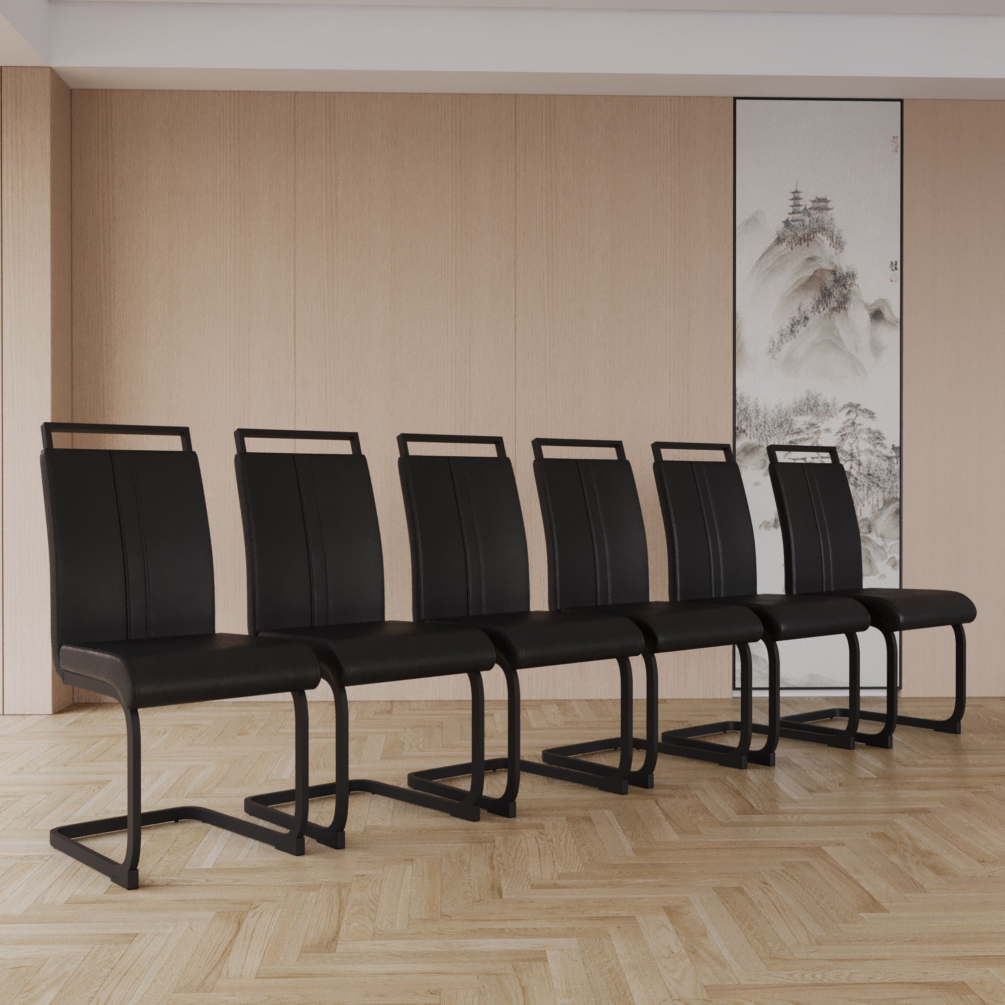 Modern Dining Chairs With High Back Upholstered Design Metal Legs