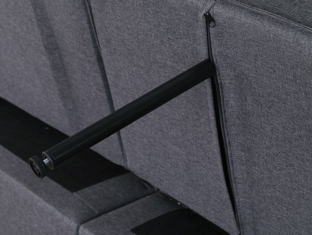 Zoey 56"W Dark Gray Linen Convertible Sleeper Loveseat with Side Pocket