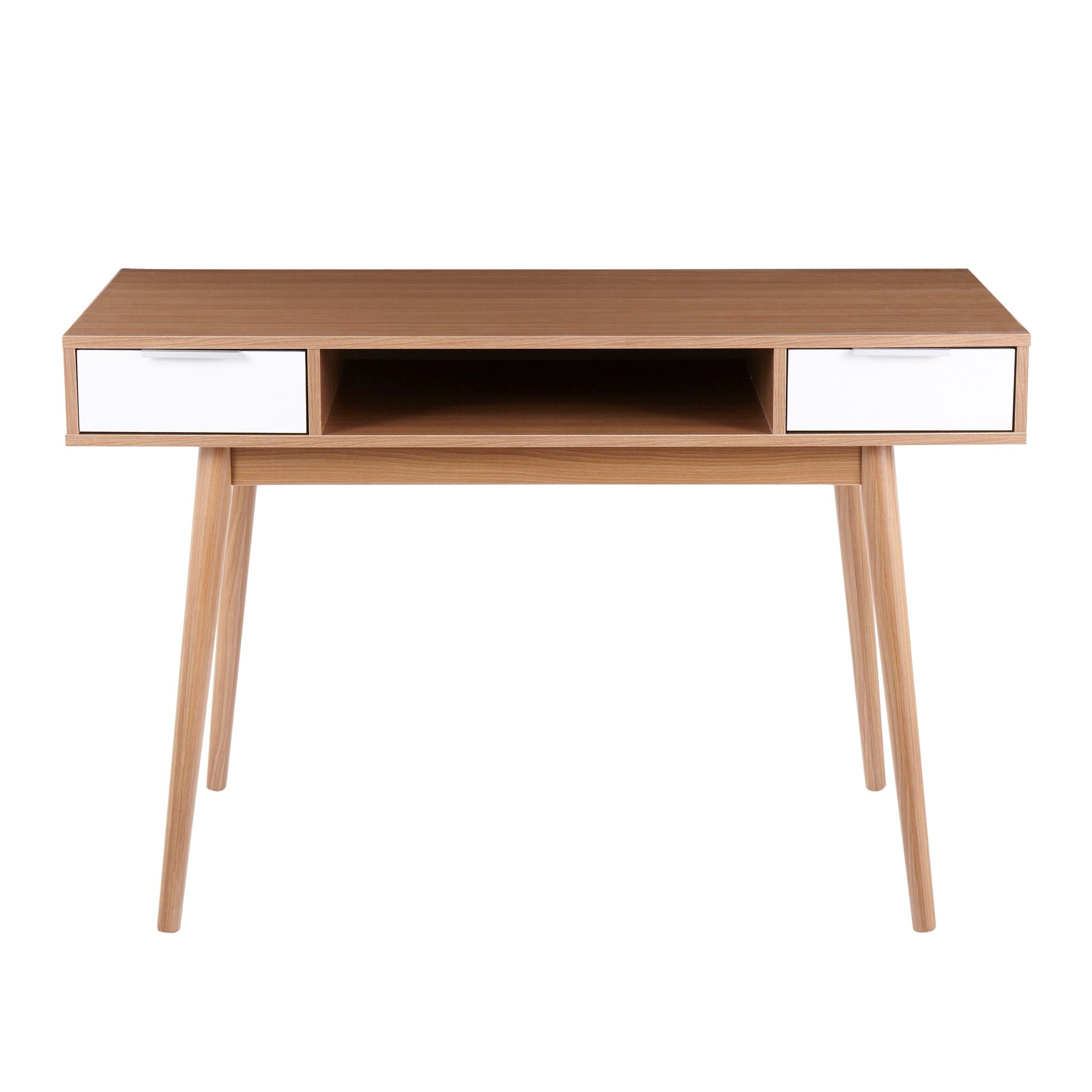 Pebble - Contemporary Double Desk - Natural / White