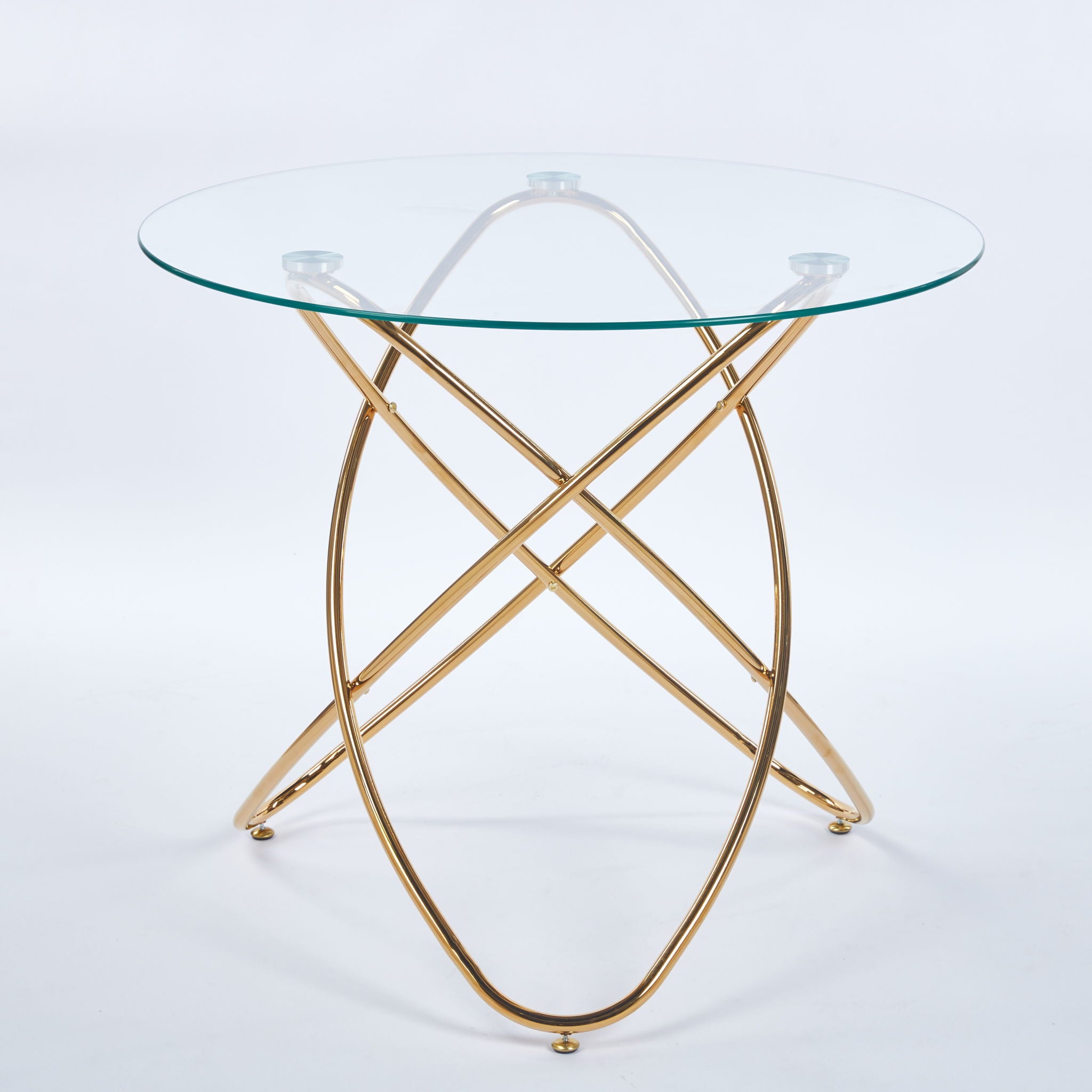 Metal Leg Dining Table With Tempered Glass Top
