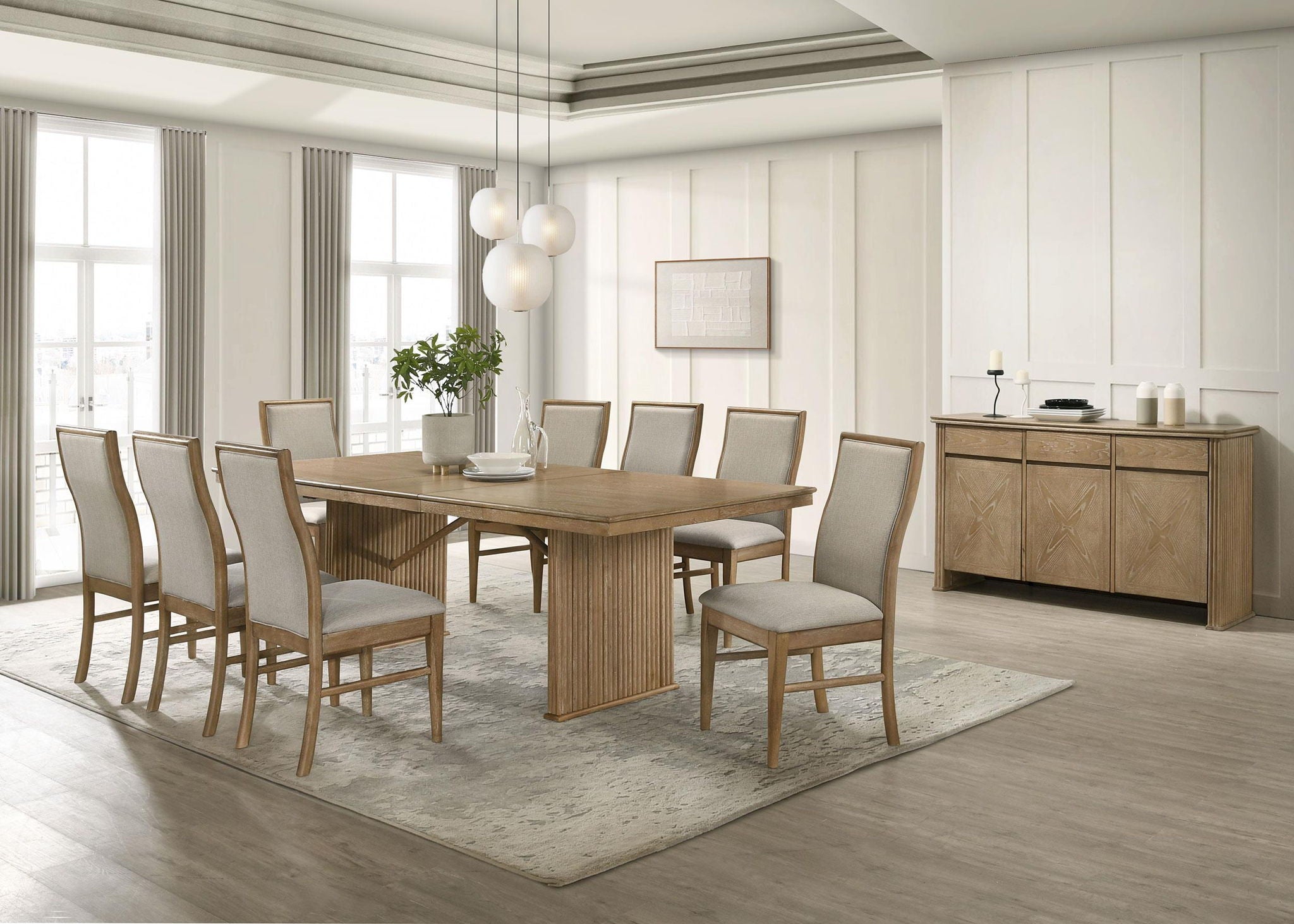 Adina 89-inch Extension Dining Table Distressed Light Brown
