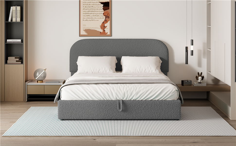 Upholstered Platform Bed With Hydraulic Storage System