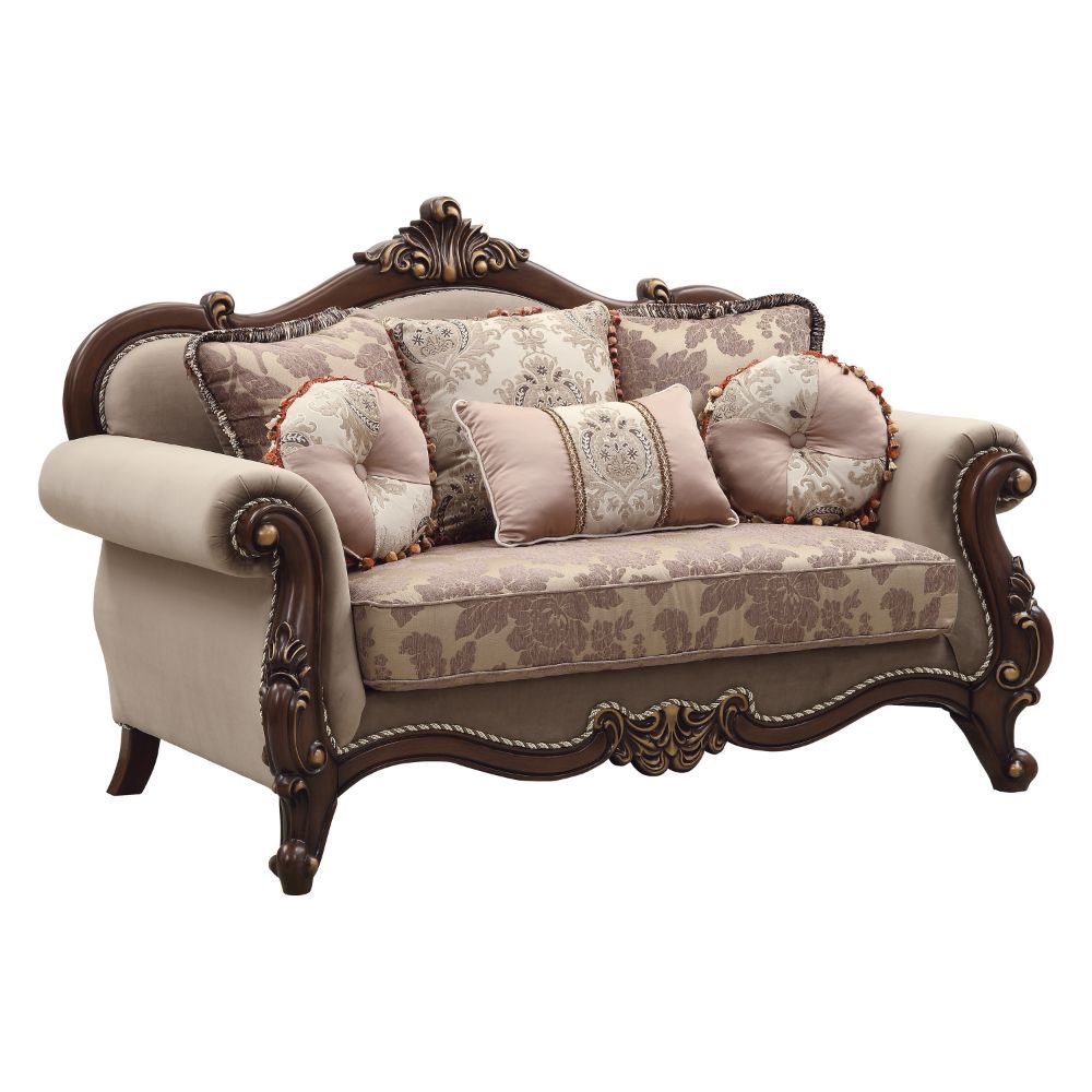 ACME Mehadi - Loveseat - Velvet & Walnut | Meri Furniture