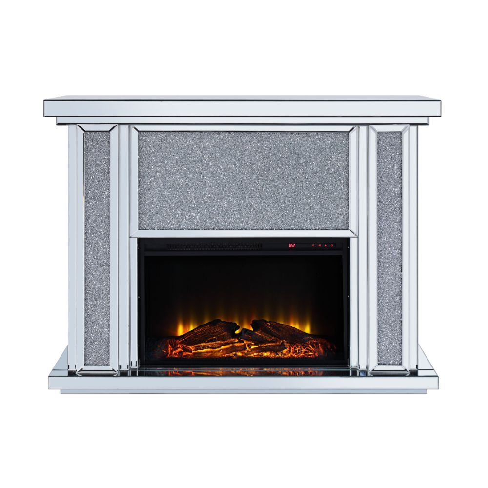 ACME Nowles - Fireplace - Mirrored & Faux Stones | Meri Furniture