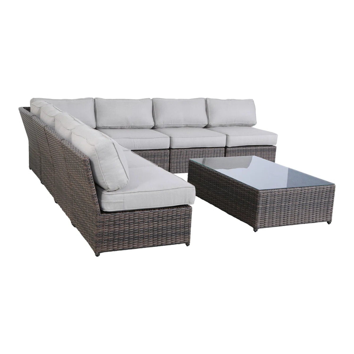 Comfortable Modern Patio Rattan Sectional Set With Cushions