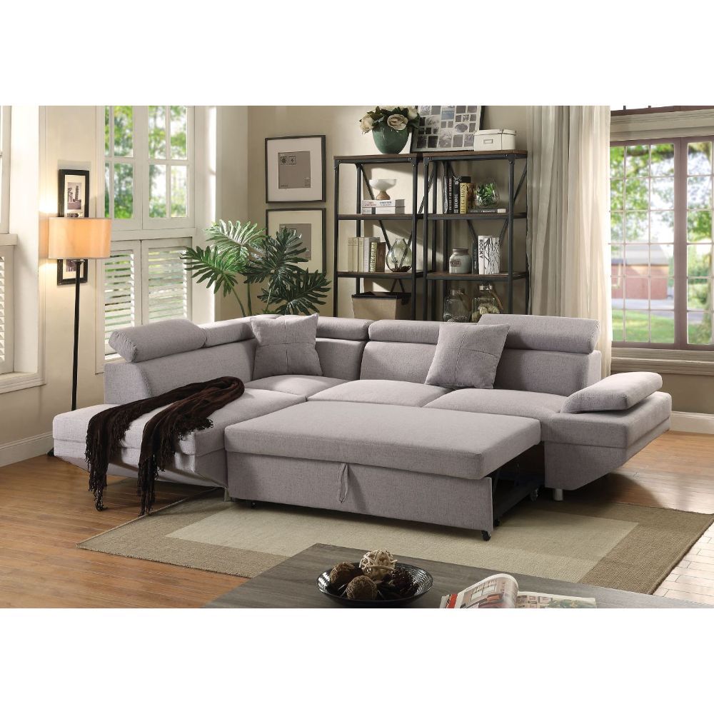 ACME Jemima - Sectional Sofa - Gray Fabric | Meri Furniture