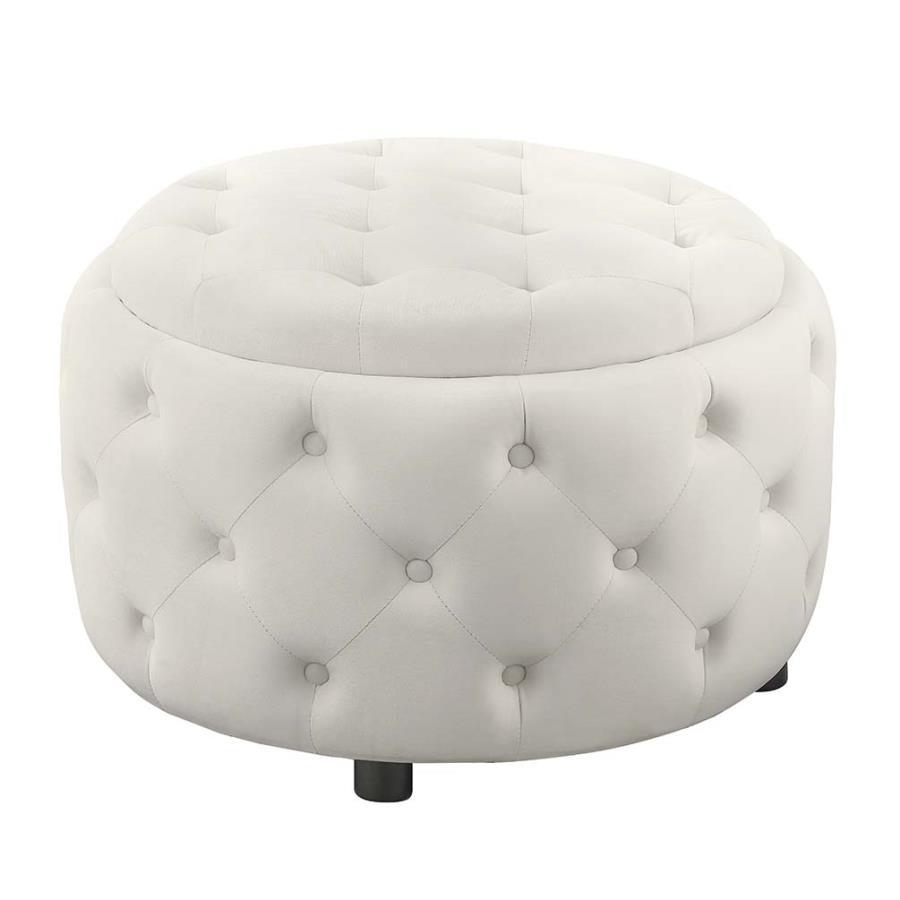Coaster Fine Furniture Angelina - Round Upholstered Storage Ottoman | Meri Furniture