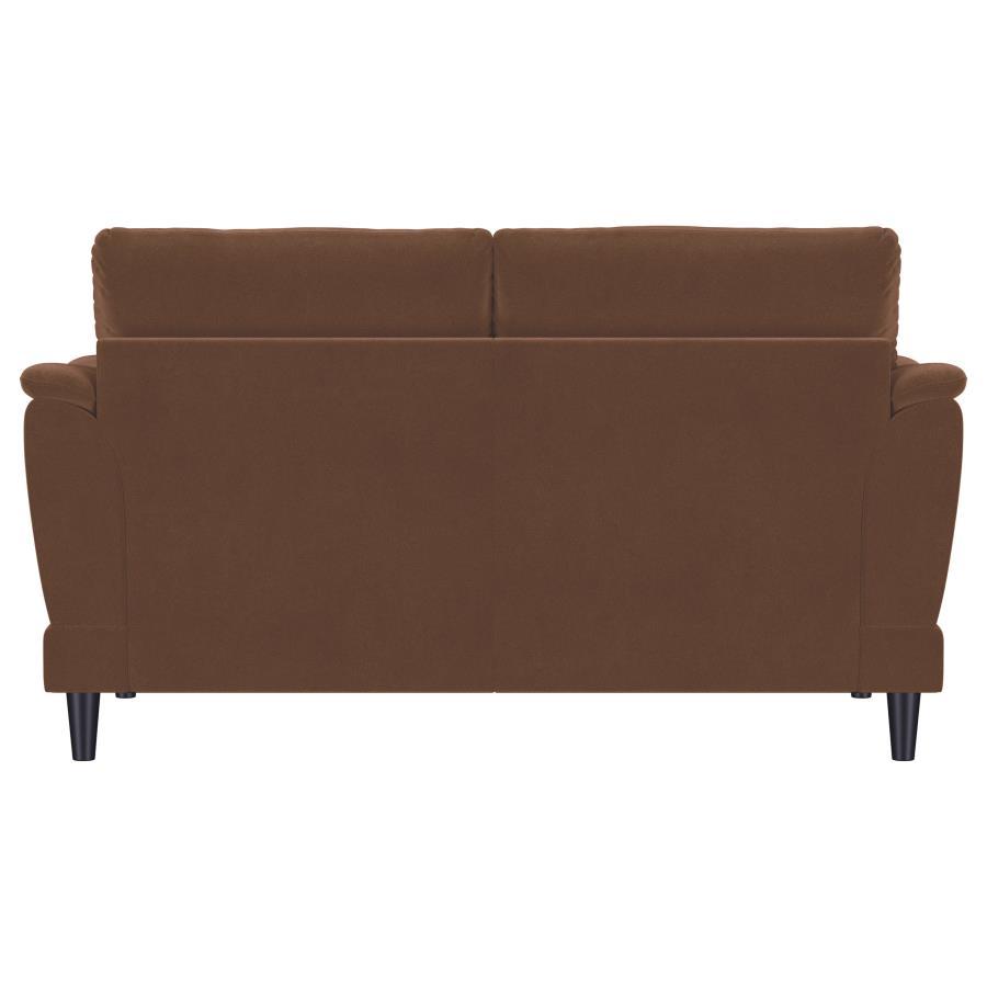 Selma - Velvet Upholstered Crescent Arm Loveseat - Rust