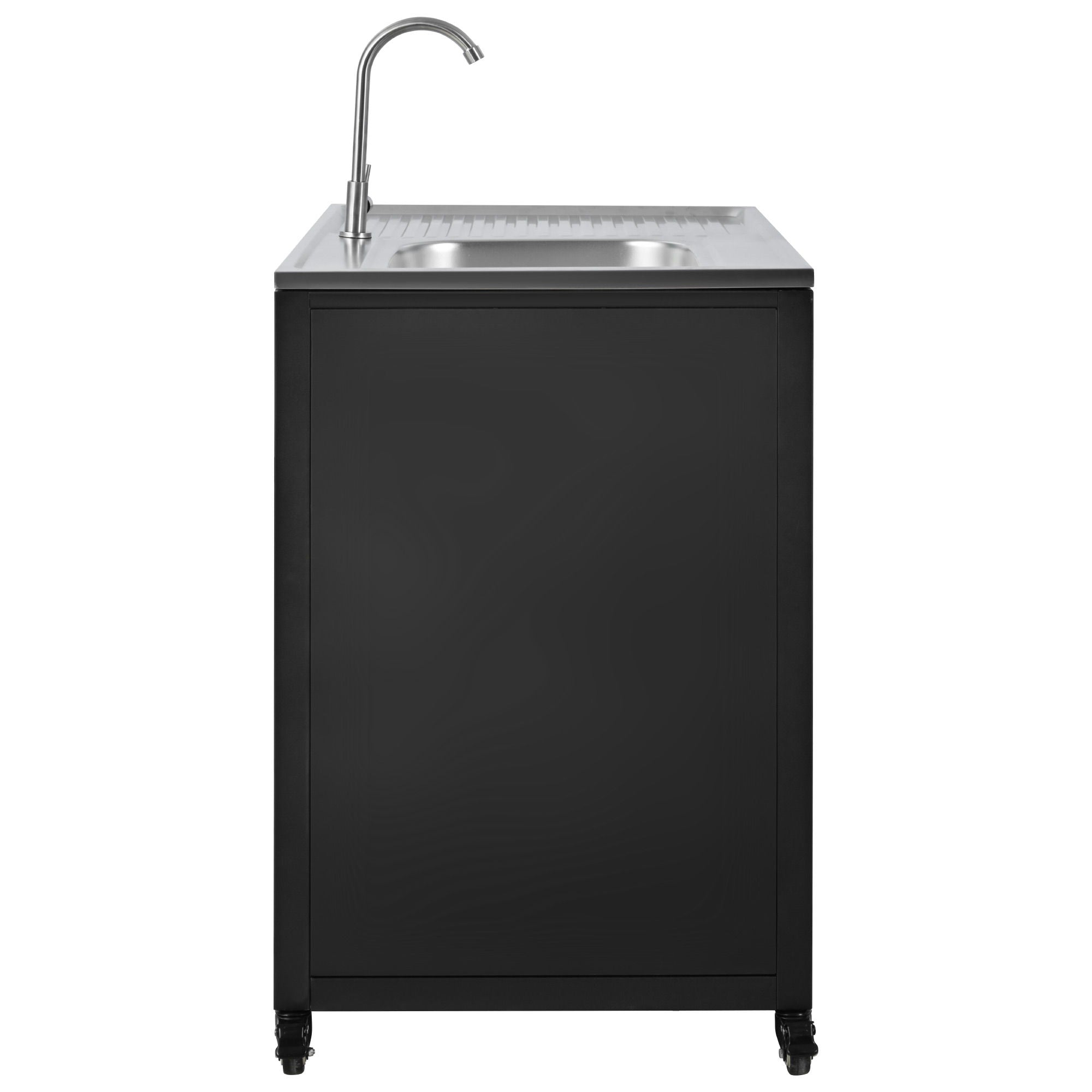 Outdoor Movable Kitchen Sink Patio Modular Kitchen Sink Station With Cabinet For Garden, Patio, Backyard - Matte Black