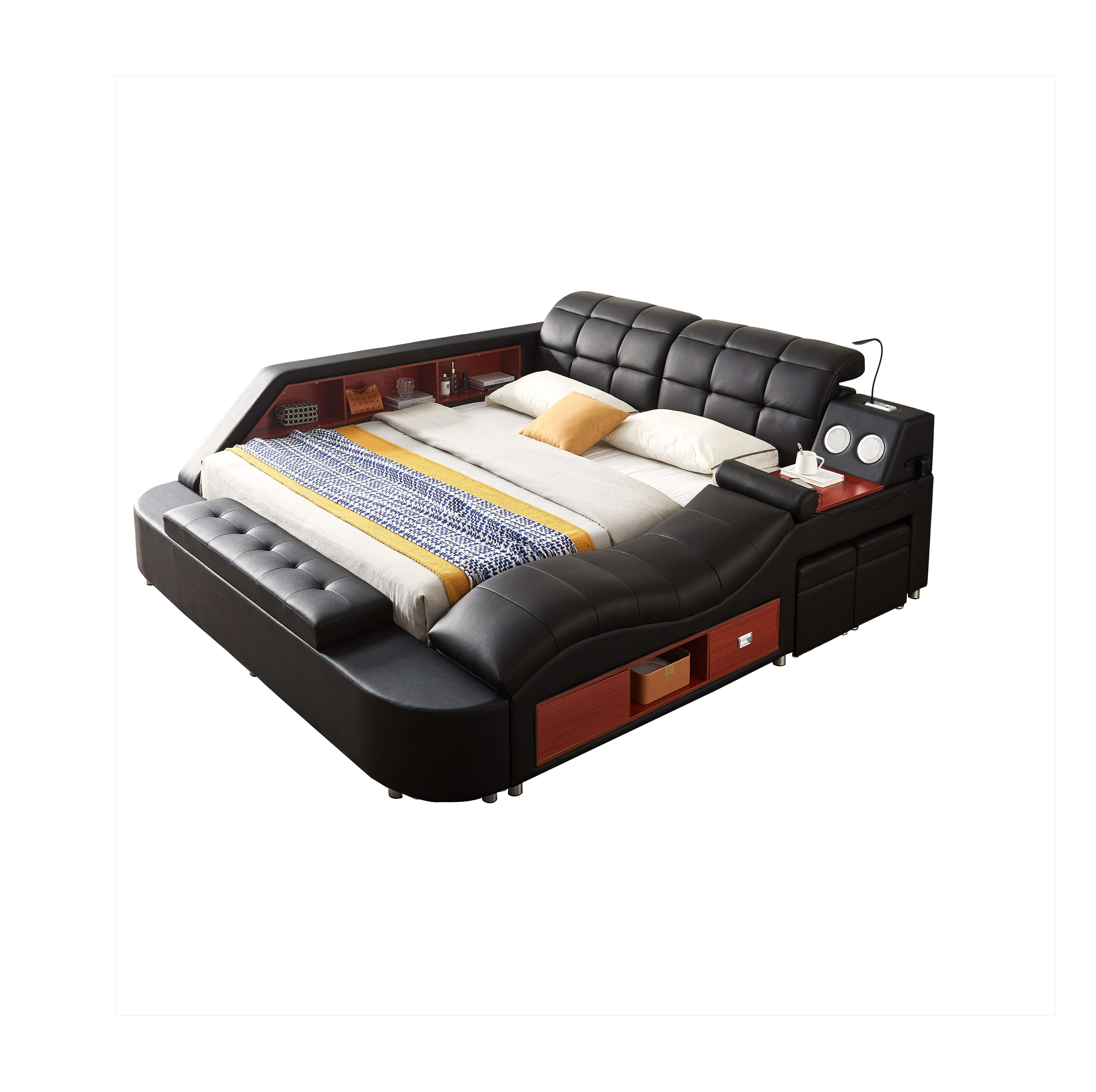 Eastern King/Queen Leather Bed with Storage