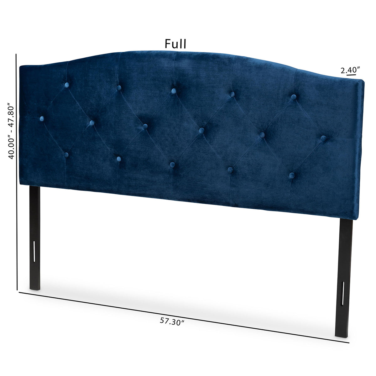 Leone Modern and Contemporary Navy Blue Velvet Fabric Upholstered Full Size Headboard