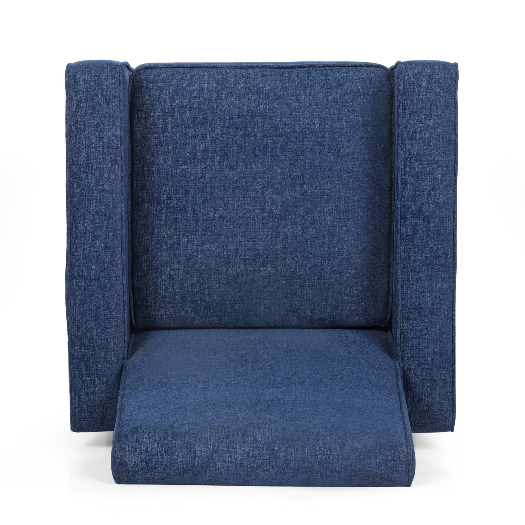 Mid Century Modern Club Chair With Upholstery And Rubberwood Legs - Navy Blue