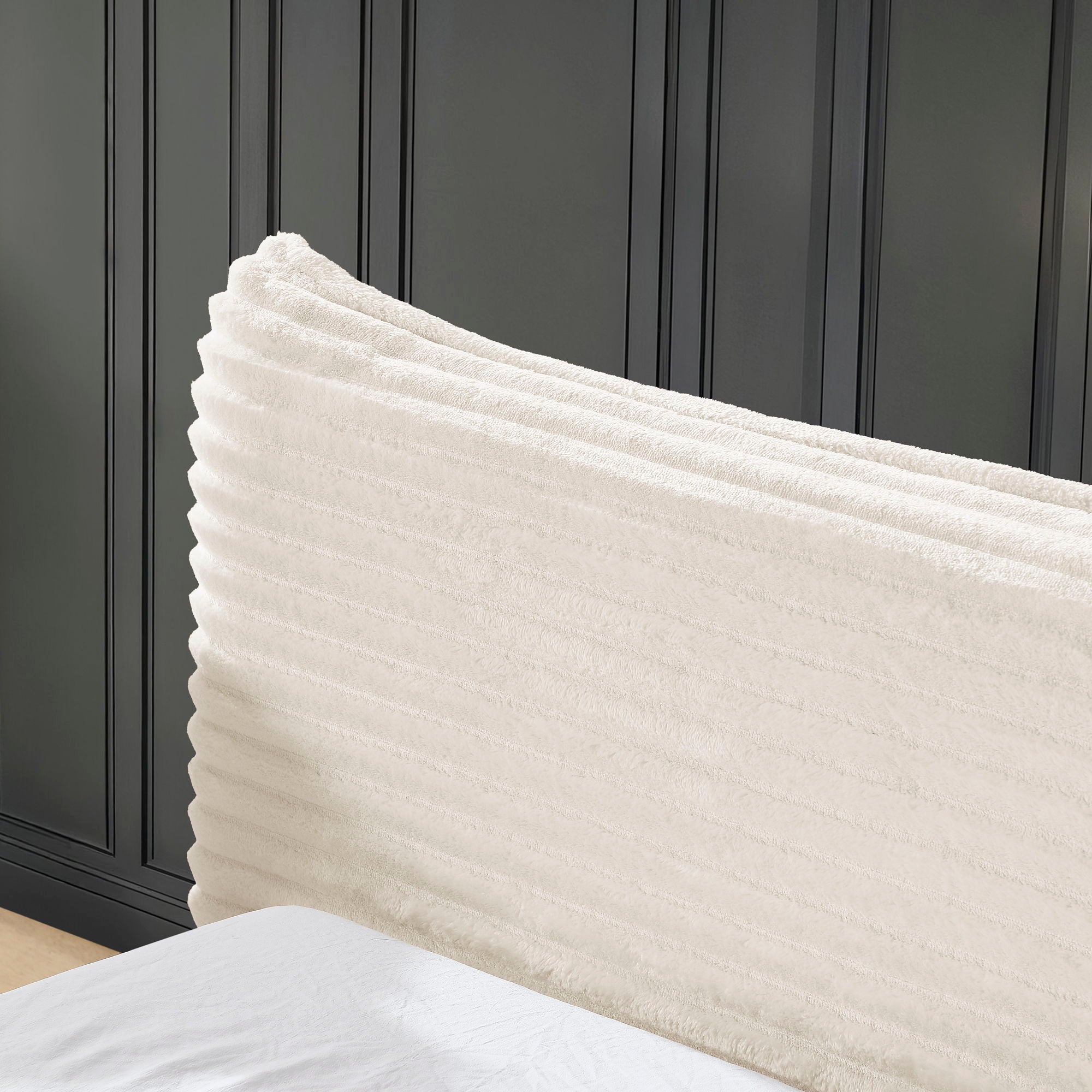 Modern Upholstered Bed Frame With Curved Headboard