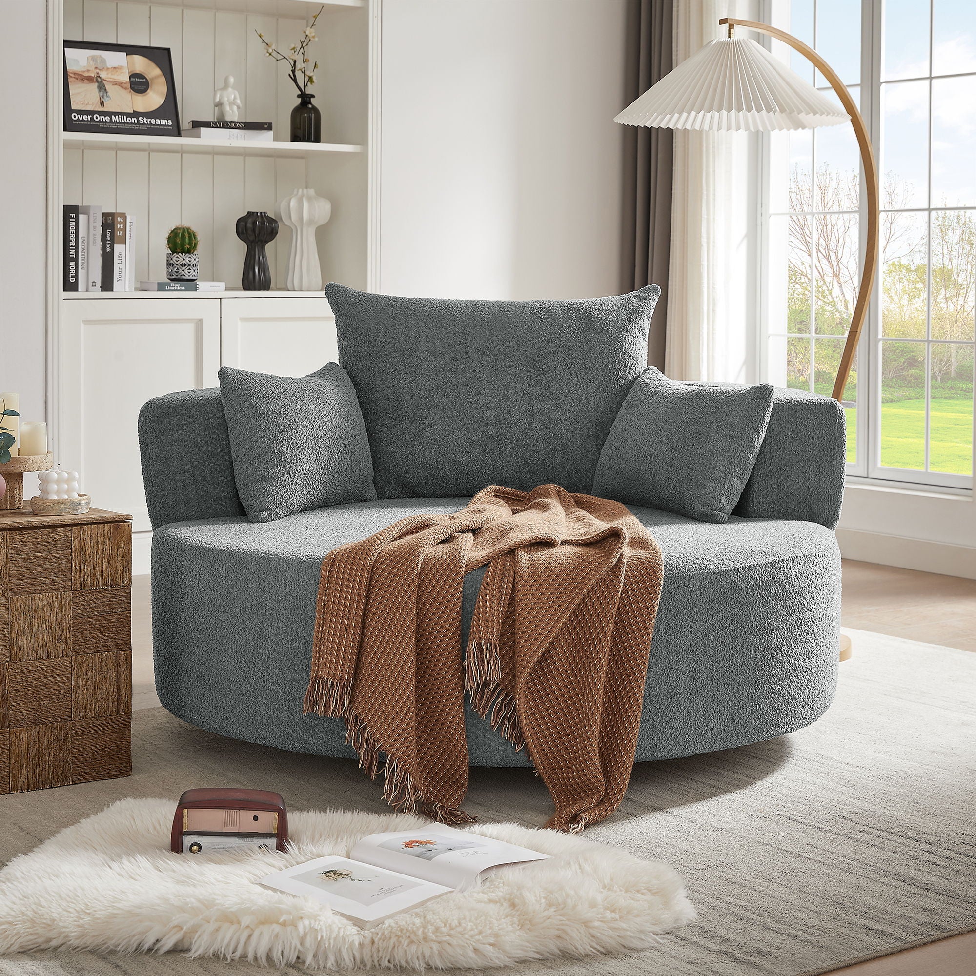360° Swivel Accent Barrel Chair With 3 Removable Pillows For Living Room