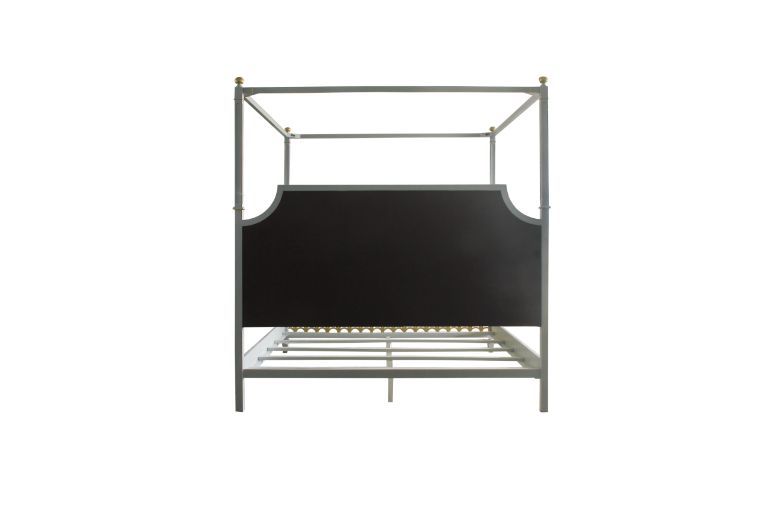 ACME House - Marchese California King Bed - Beige PU, Gold & Pearl Gray Finish | Meri Furniture