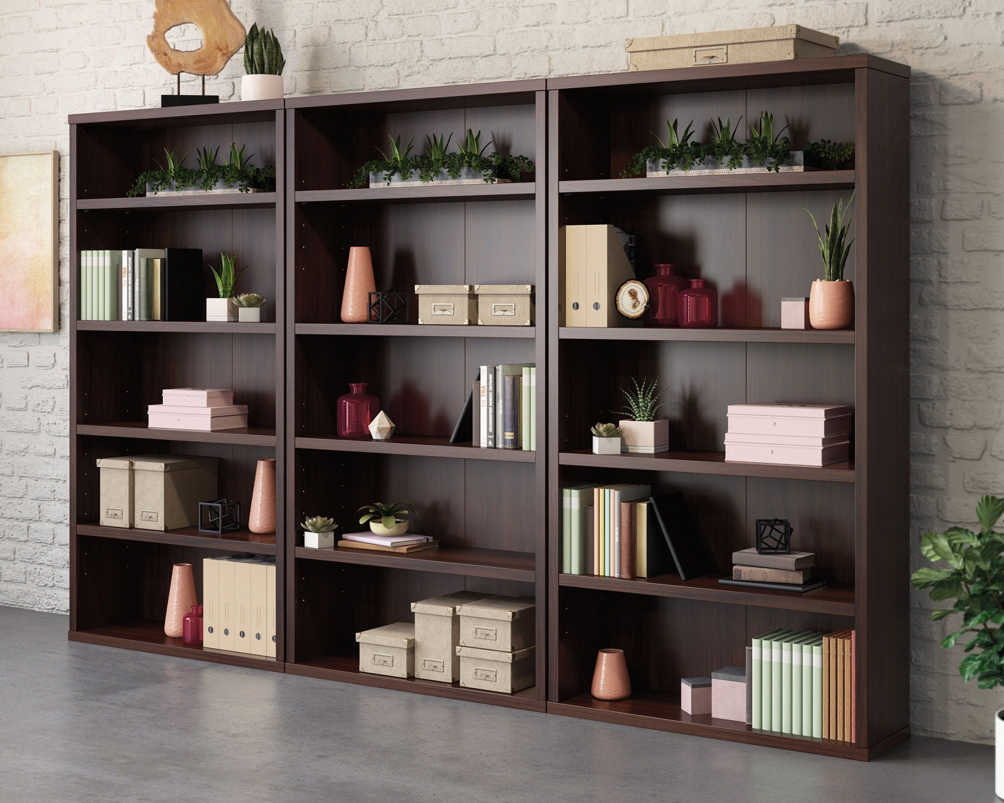 5-Shelf Commercial Bookcase in Noble Elm