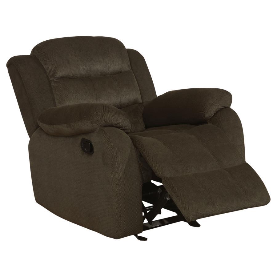 Coaster Fine Furniture Rodman - Upholstered Padded Arm Glider Recliner - Olive Brown | Meri Furniture