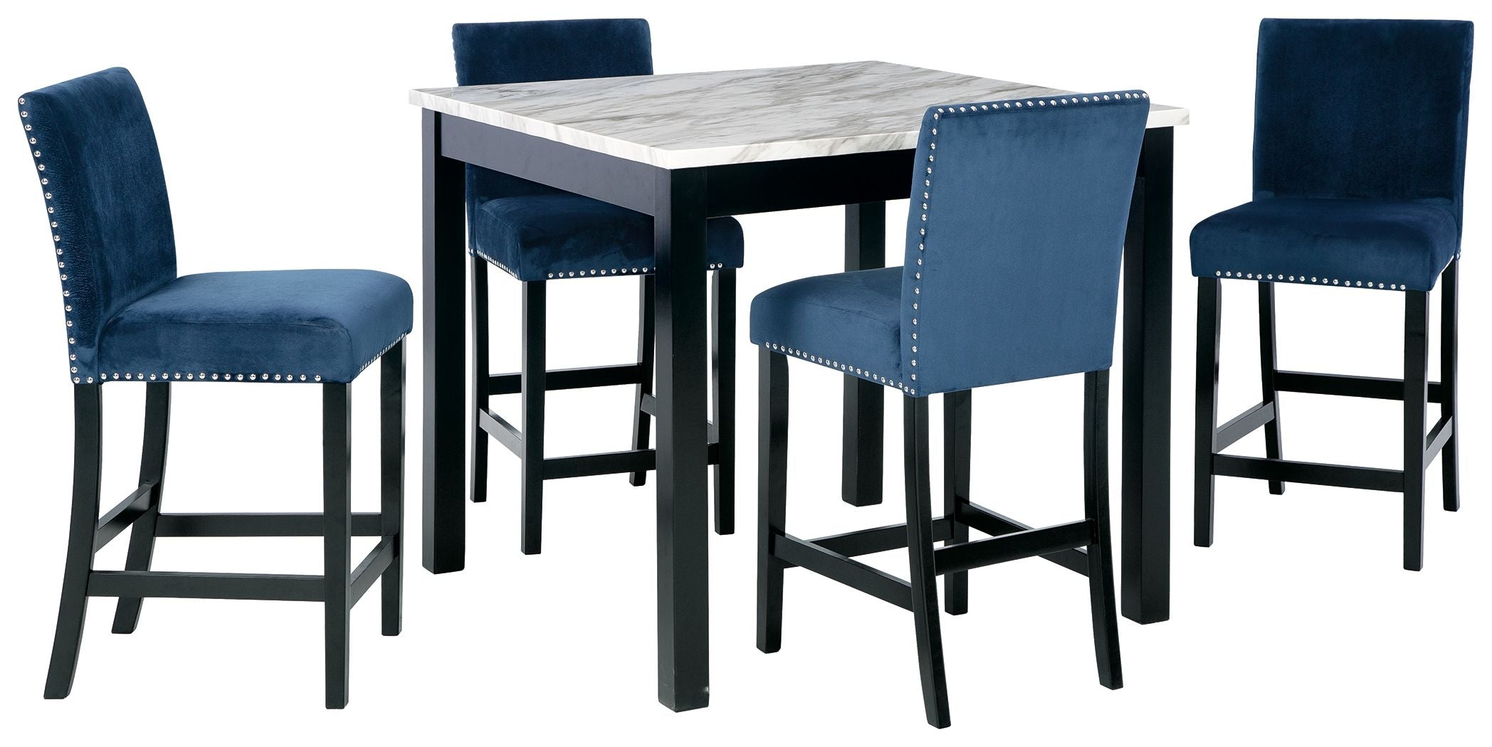 Signature Design by Ashley® Cranderlyn - Black / Gray / Blue - Square Counter Tbl Set (Set of 5) | Meri Furniture