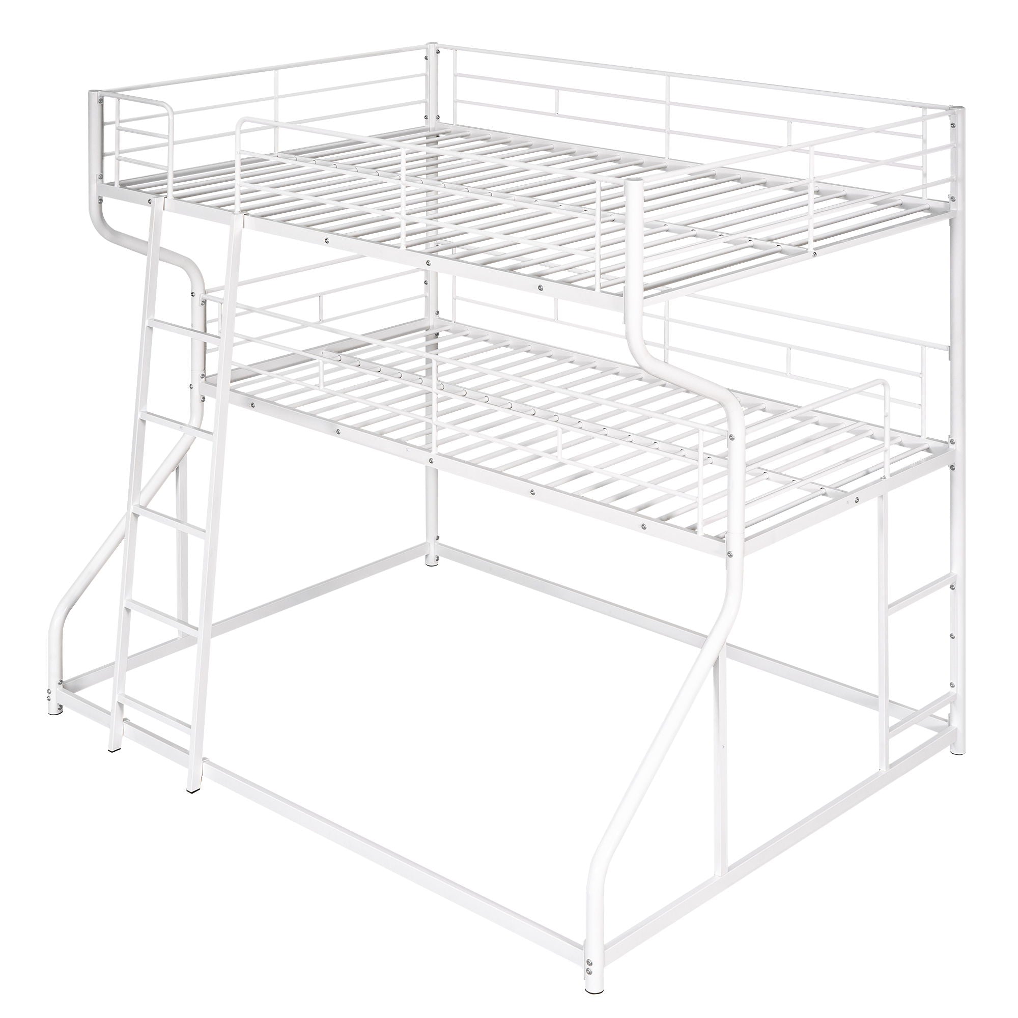 Industrial Triple Bunk Bed With Dual Ladders Frame, Space Saving Design