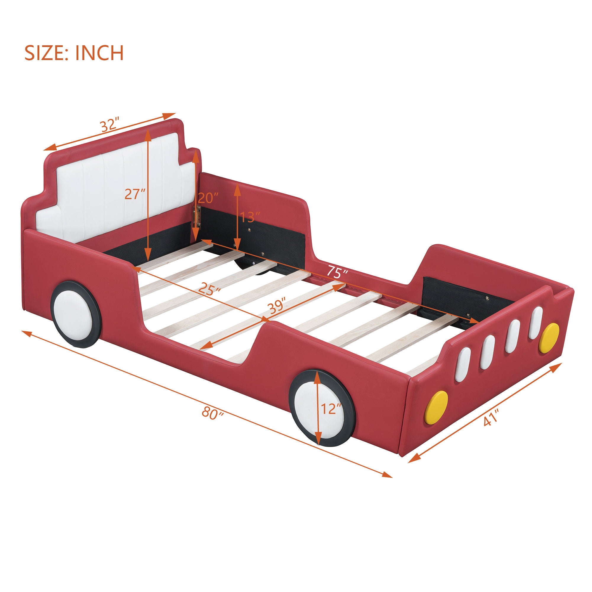 Race Car Shaped Platform Bed With Wheels