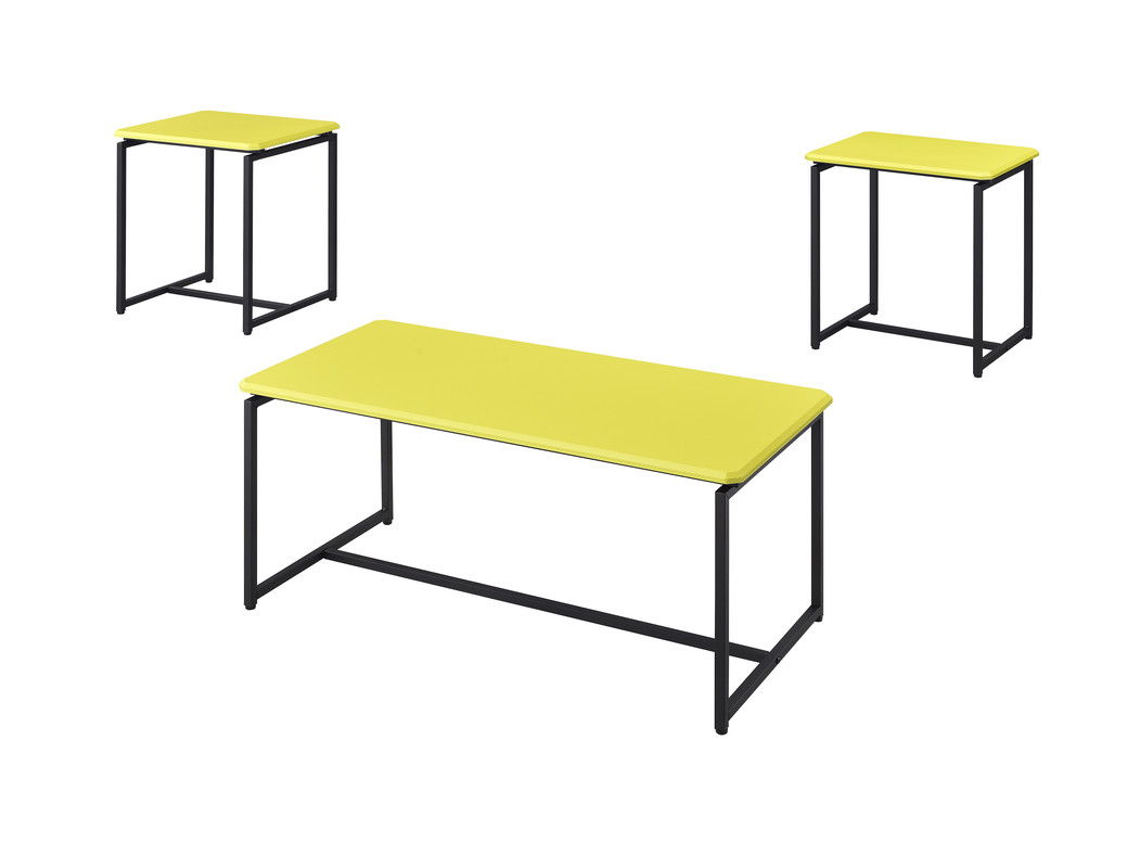 GT 3 Piece Yellow Carbon Fiber Wrap 39.5"W Coffee Table and End Table Set