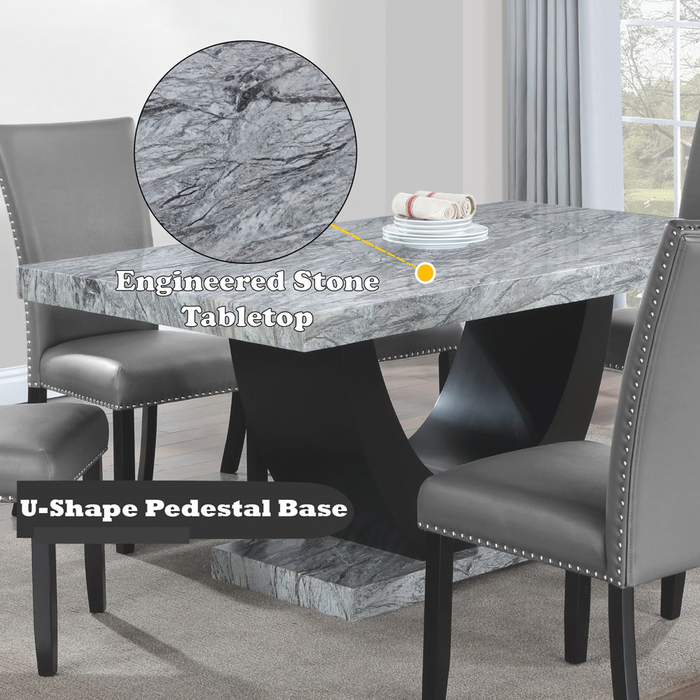 Caralin - Dining Table - Engineered Stone & Black