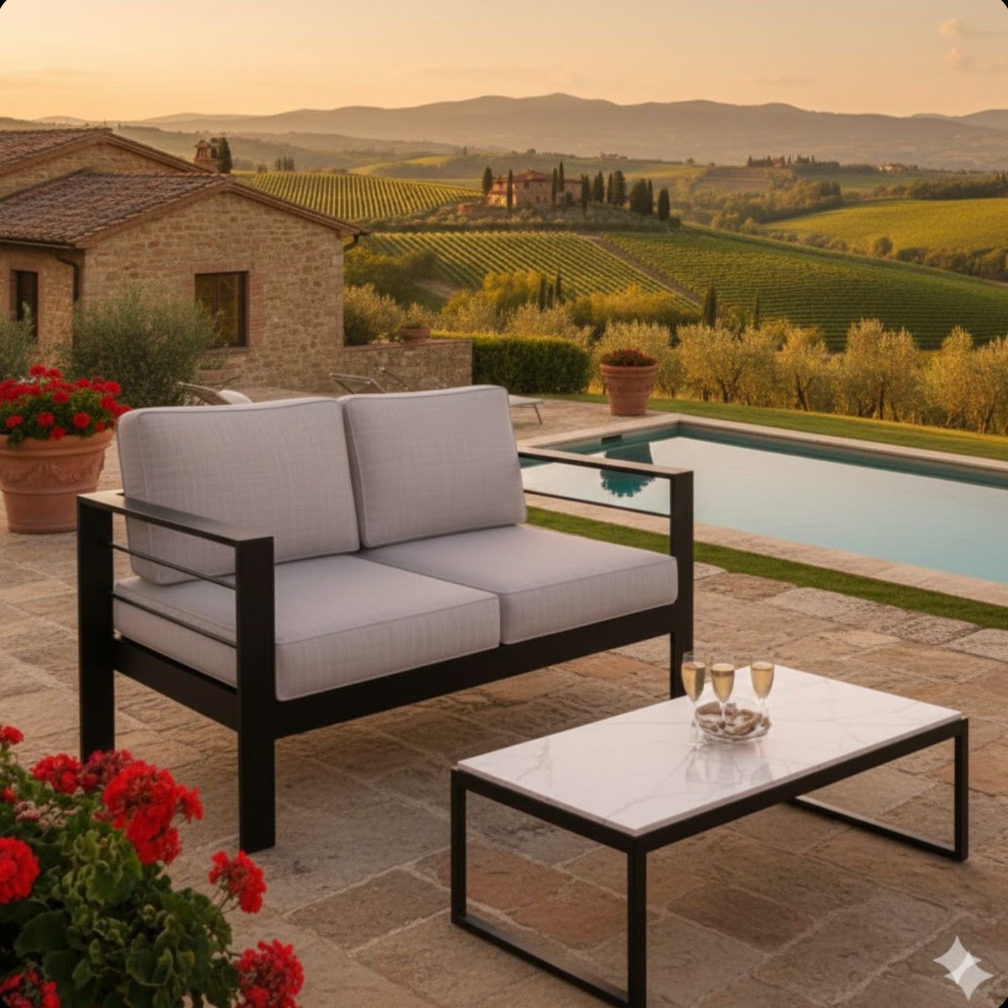 Patio All-Weather Loveseat With Thick Cushions