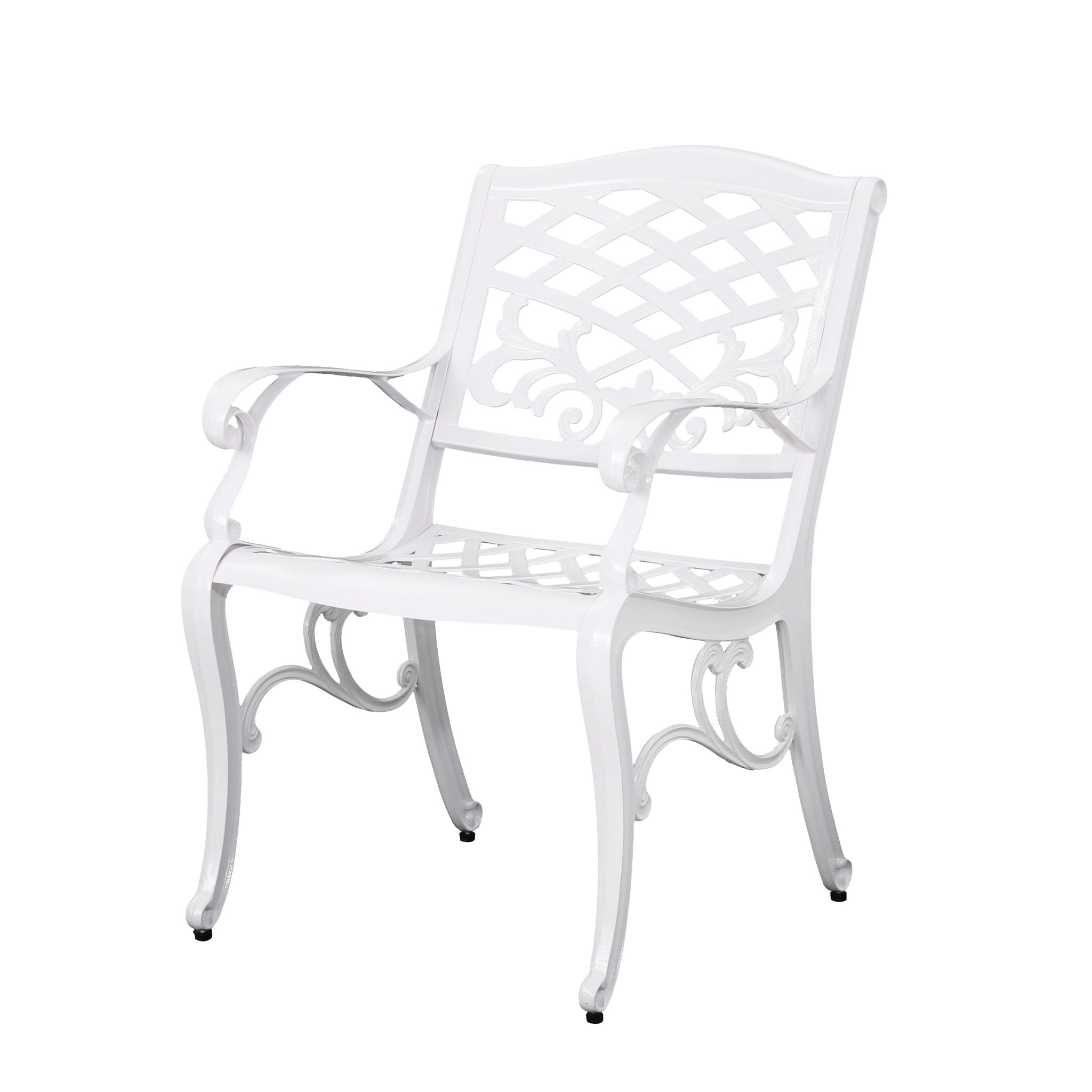 Unravel - Outdoor Arm Chair With Scroll Design And Floral Accents (Set of 2) - White