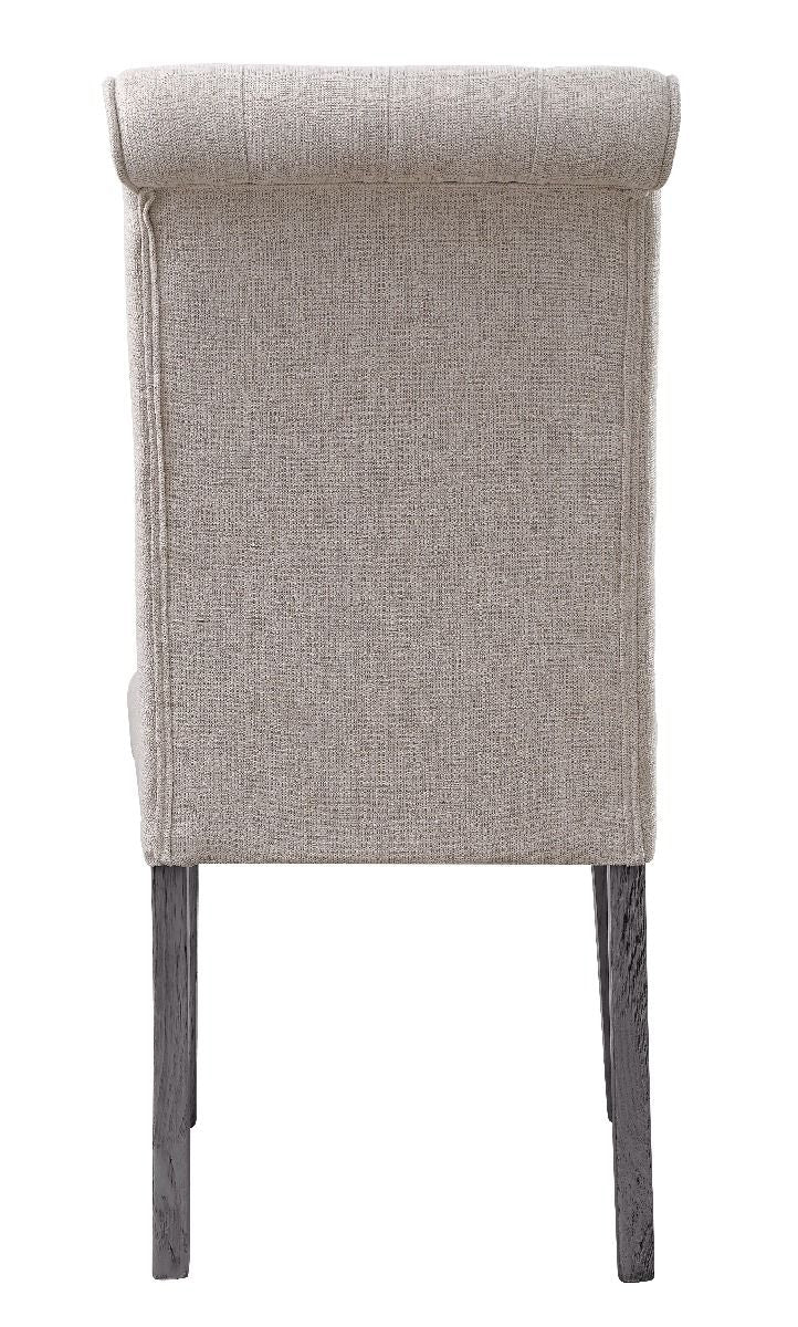 ACME Yabeina - Side Chair (Set of 2) - Beige Linen & Gray Finish | Meri Furniture