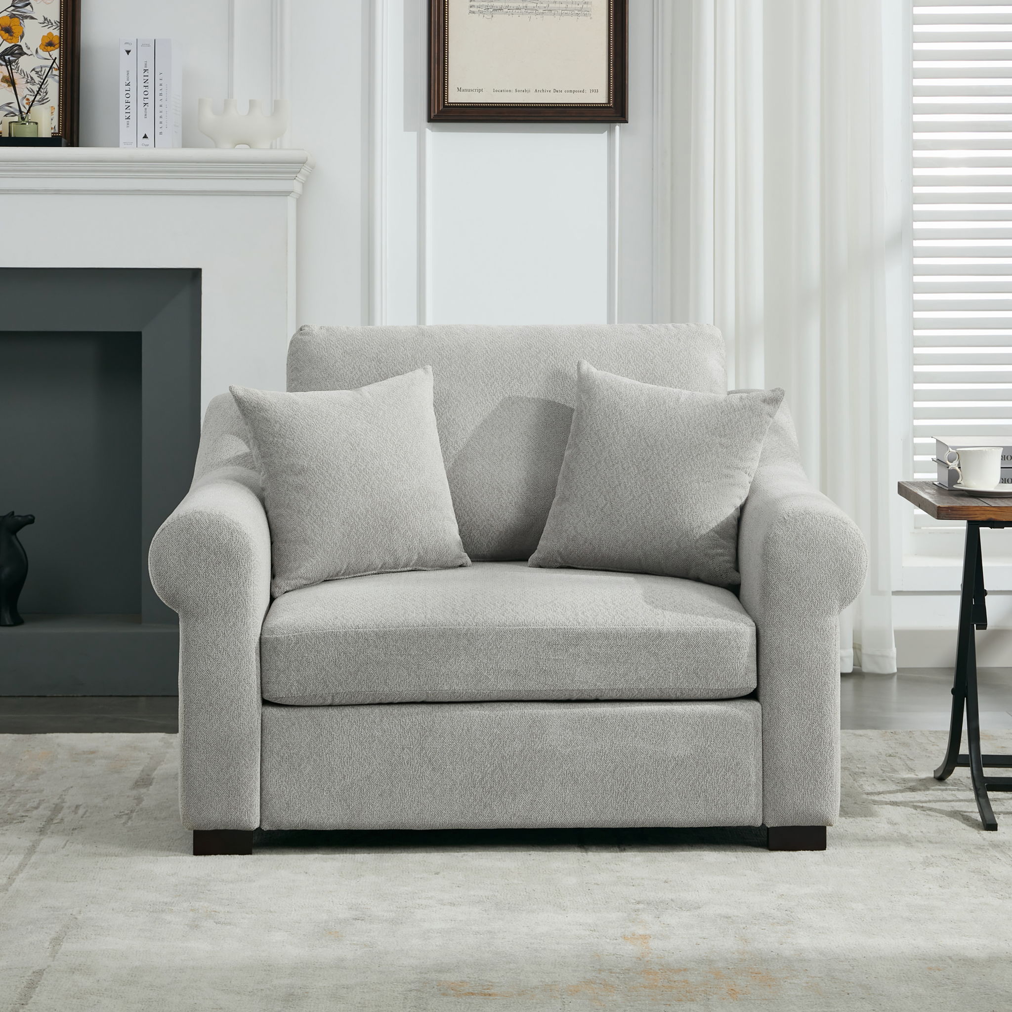 Modern Chenille Oversized Armchair, Chair And A Half, Single Sofa