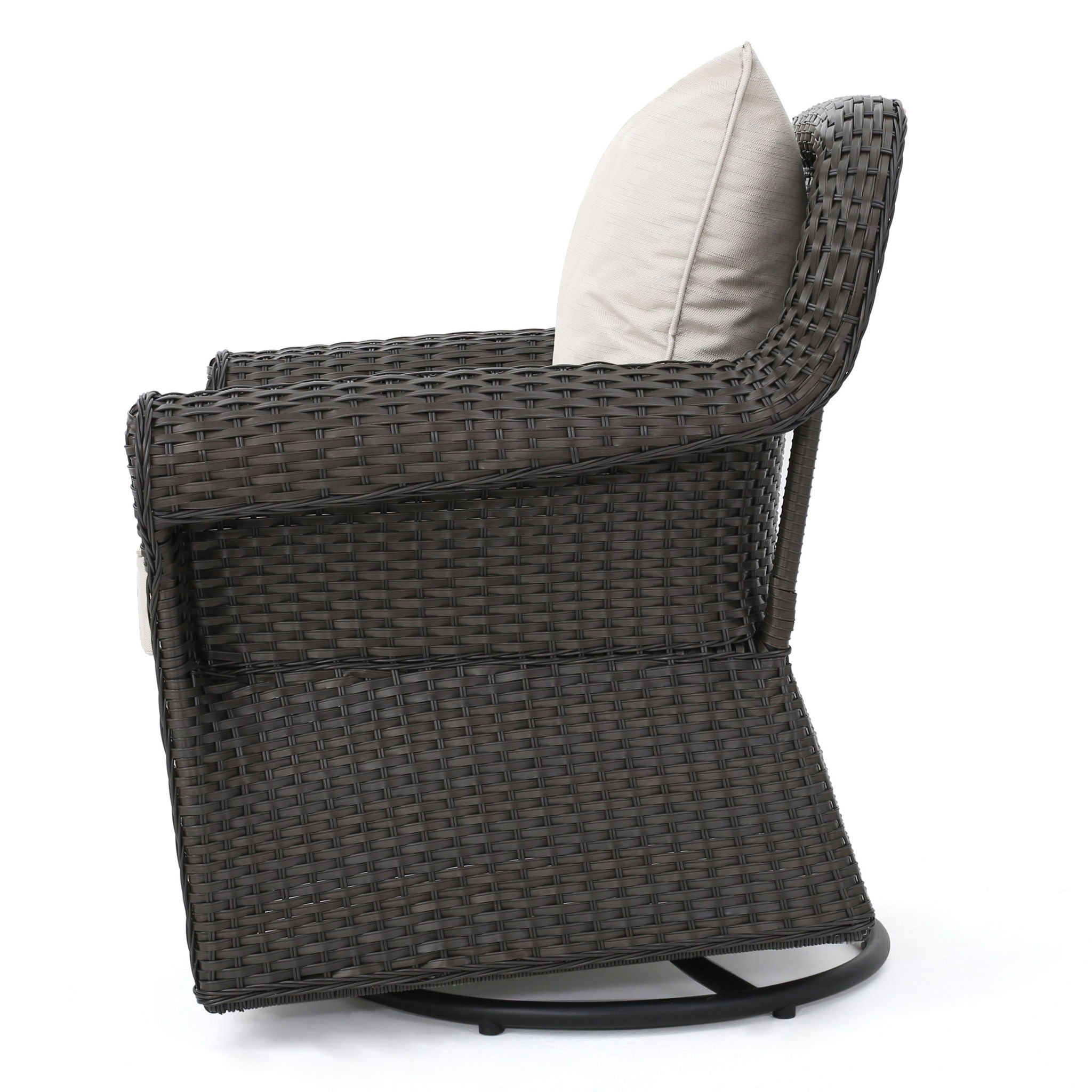 Amaya - Outdoor Swivel Rocker Chair With Water Resistant Cushions - Brown / Beige
