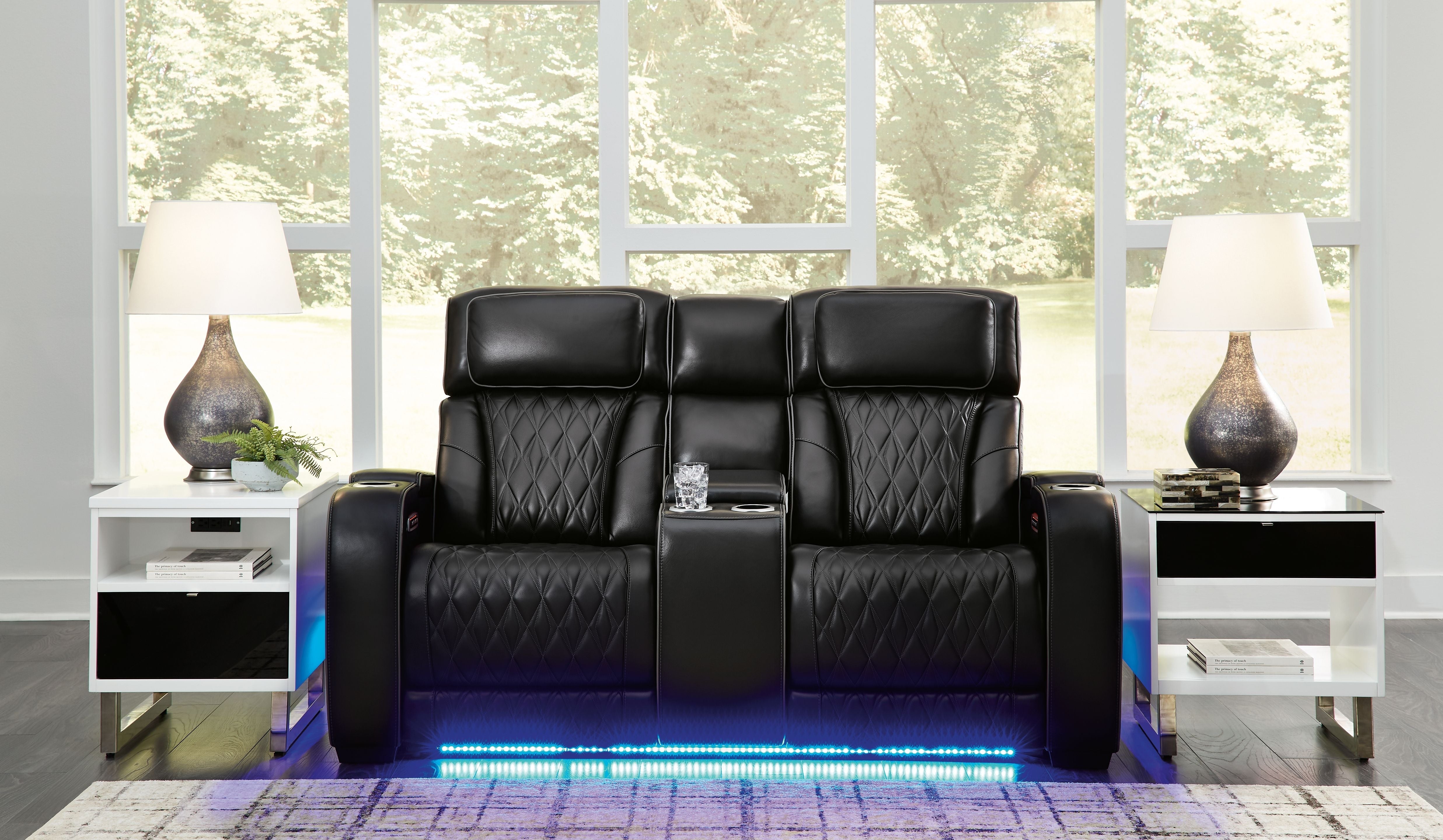 Signature Design by Ashley® Boyington - Power Reclining Loveseat With Console/Adj Hdrst | Meri Furniture