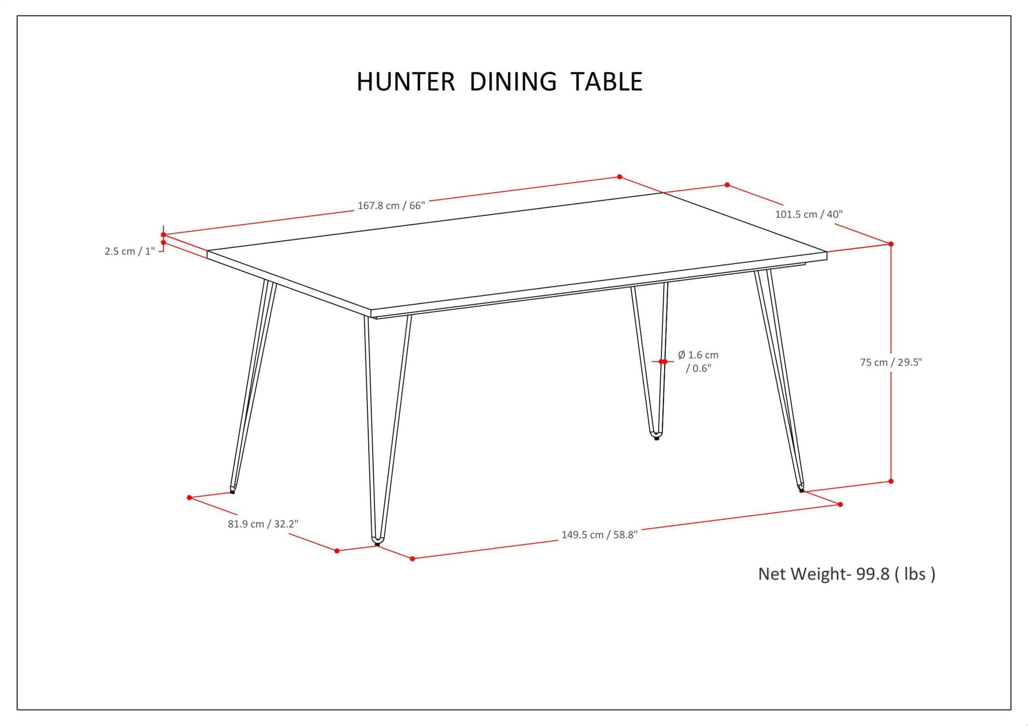 Hunter - Square Tabletop Dining Table