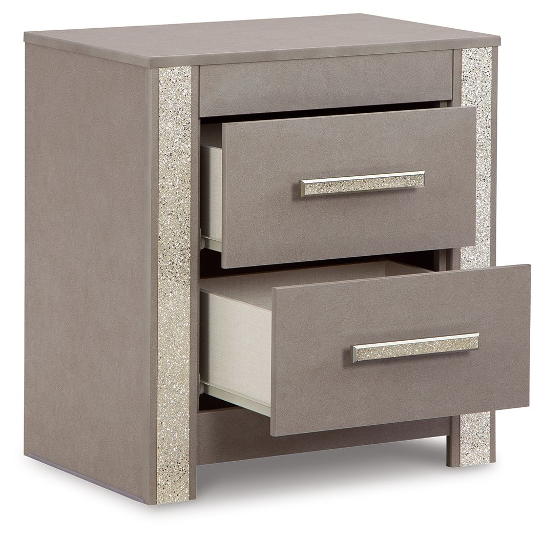 Signature Design by Ashley® Surancha - Gray - Two Drawer Night Stand | Meri Furniture