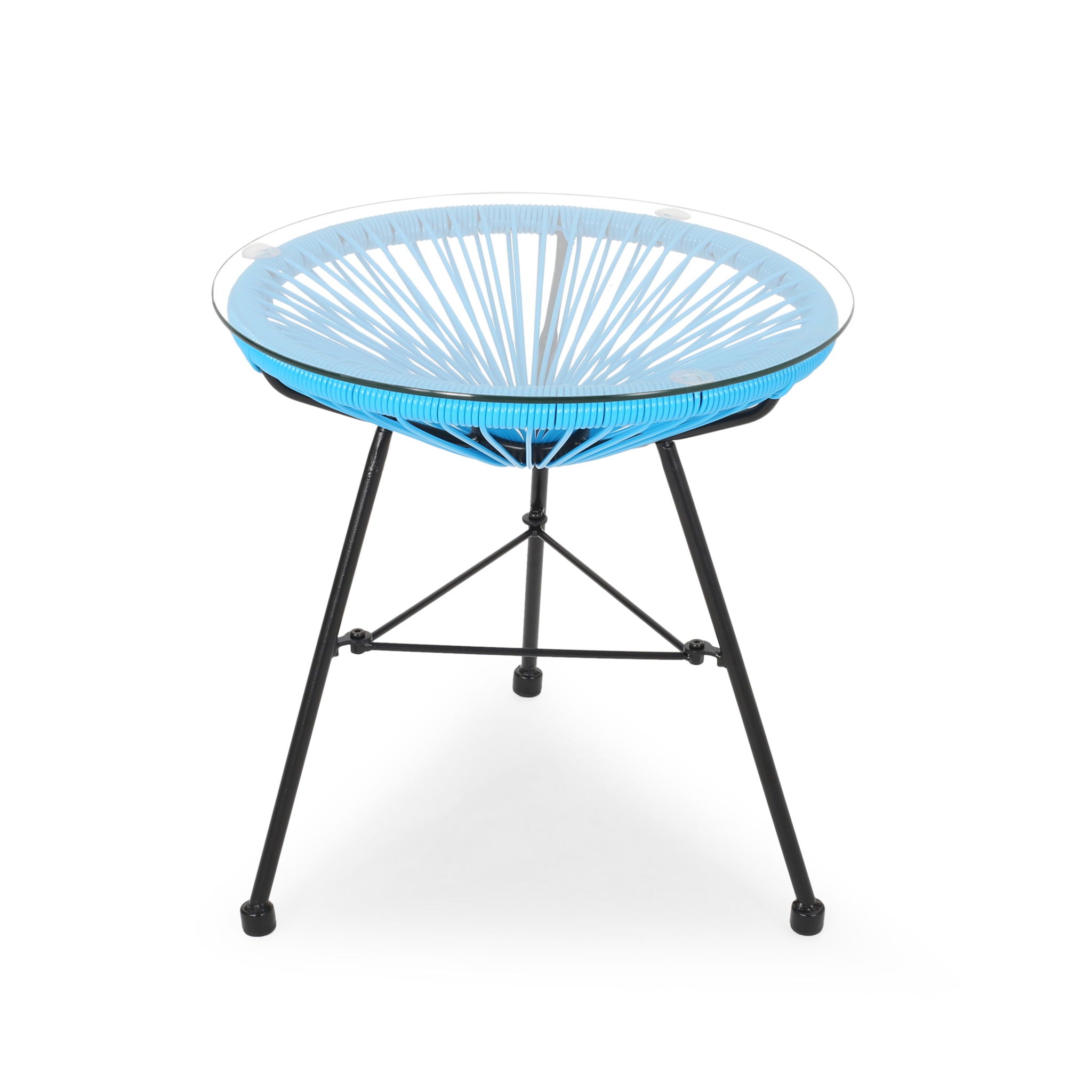 Nusa - Modern Rattan Side Table With Tempered Glass Top