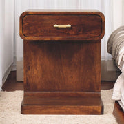 T Bar Rounded Bedside Table - Dark Brown
