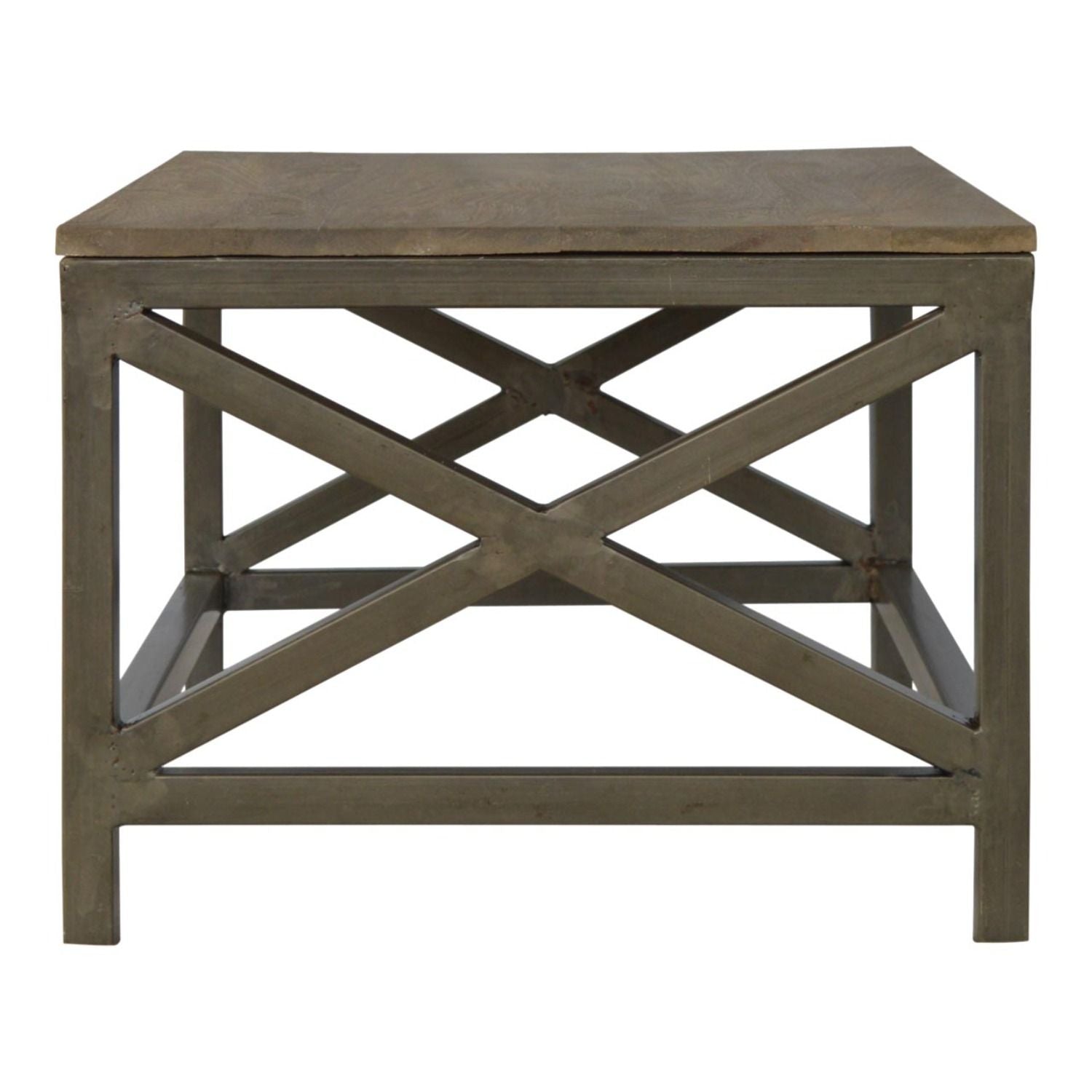 Industrial Cross Metal Coffee Table - Pewter