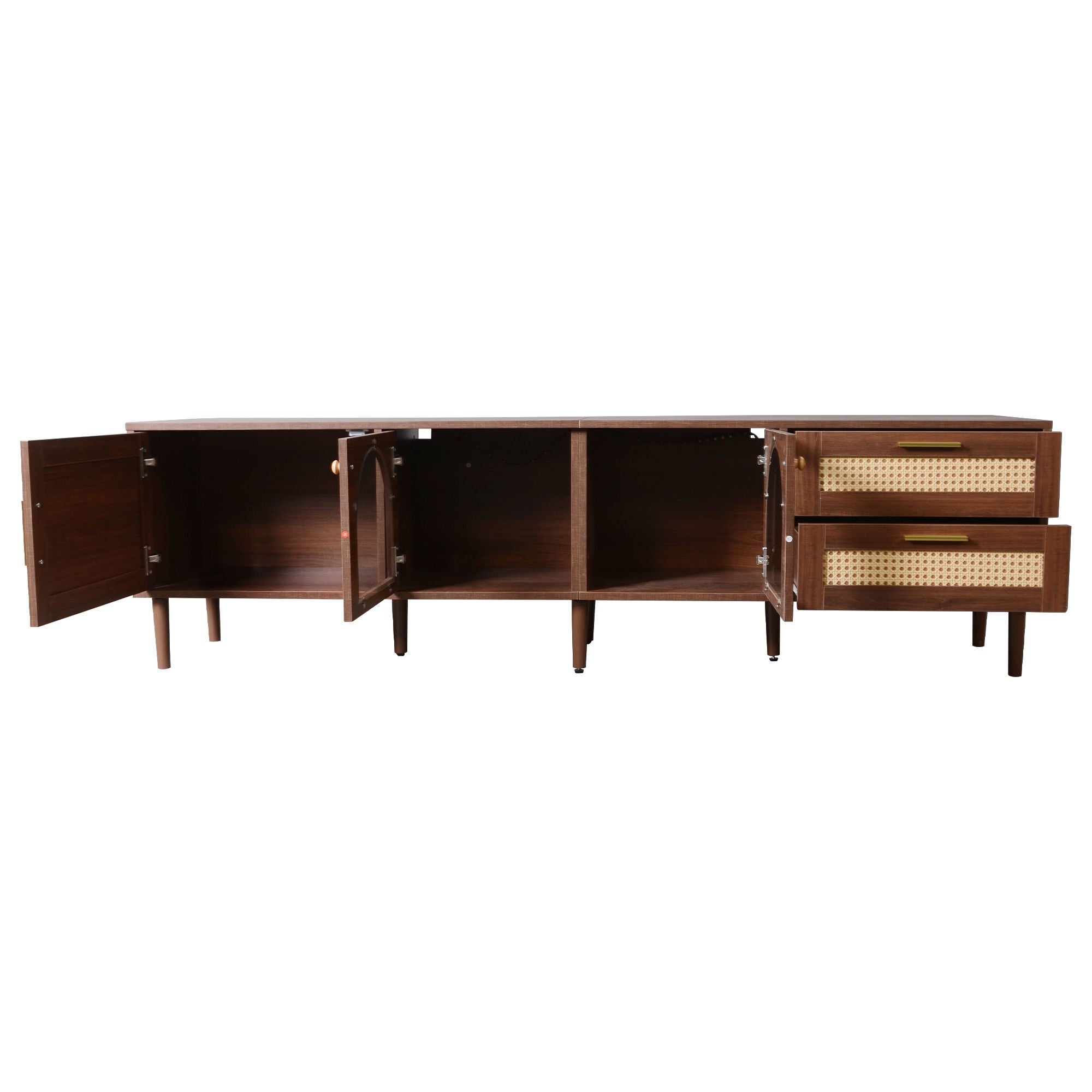 TV Stand With App-Controlled LED Lights, 2 Drawers & Door Storage