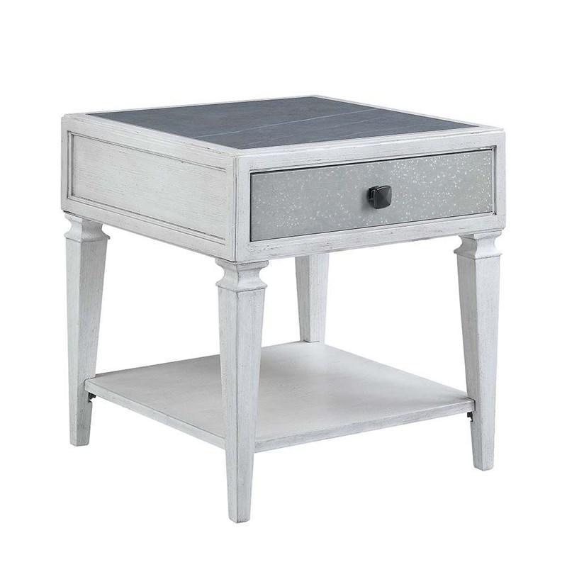 ACME Katia - End Table - Rustic Gray & Weathered White Finish | Meri Furniture